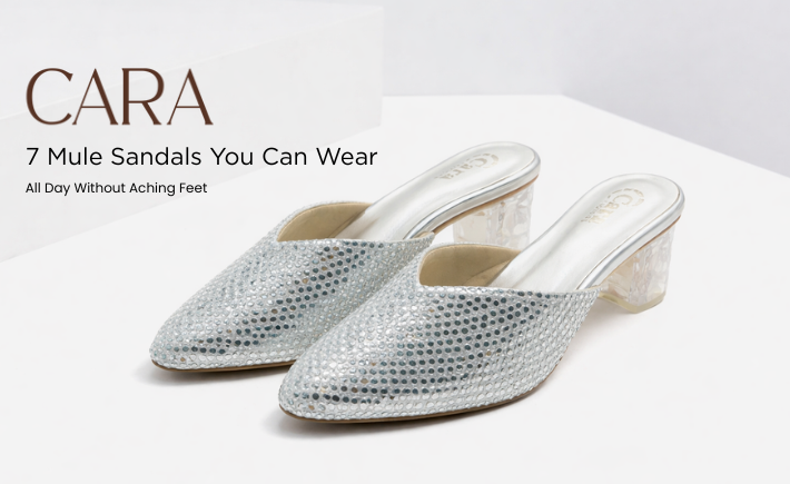 stylish silver mules
