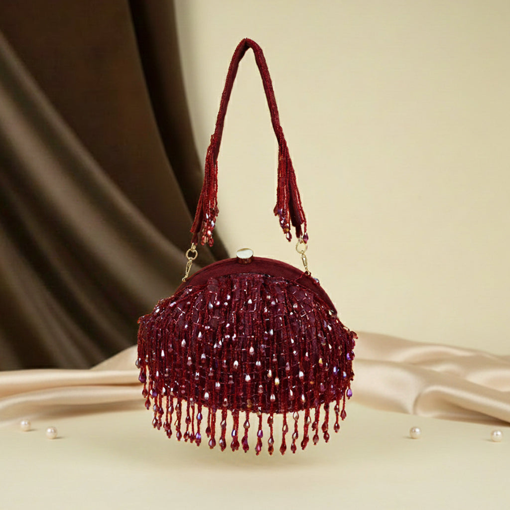 Opulent Pearl Satin Potli