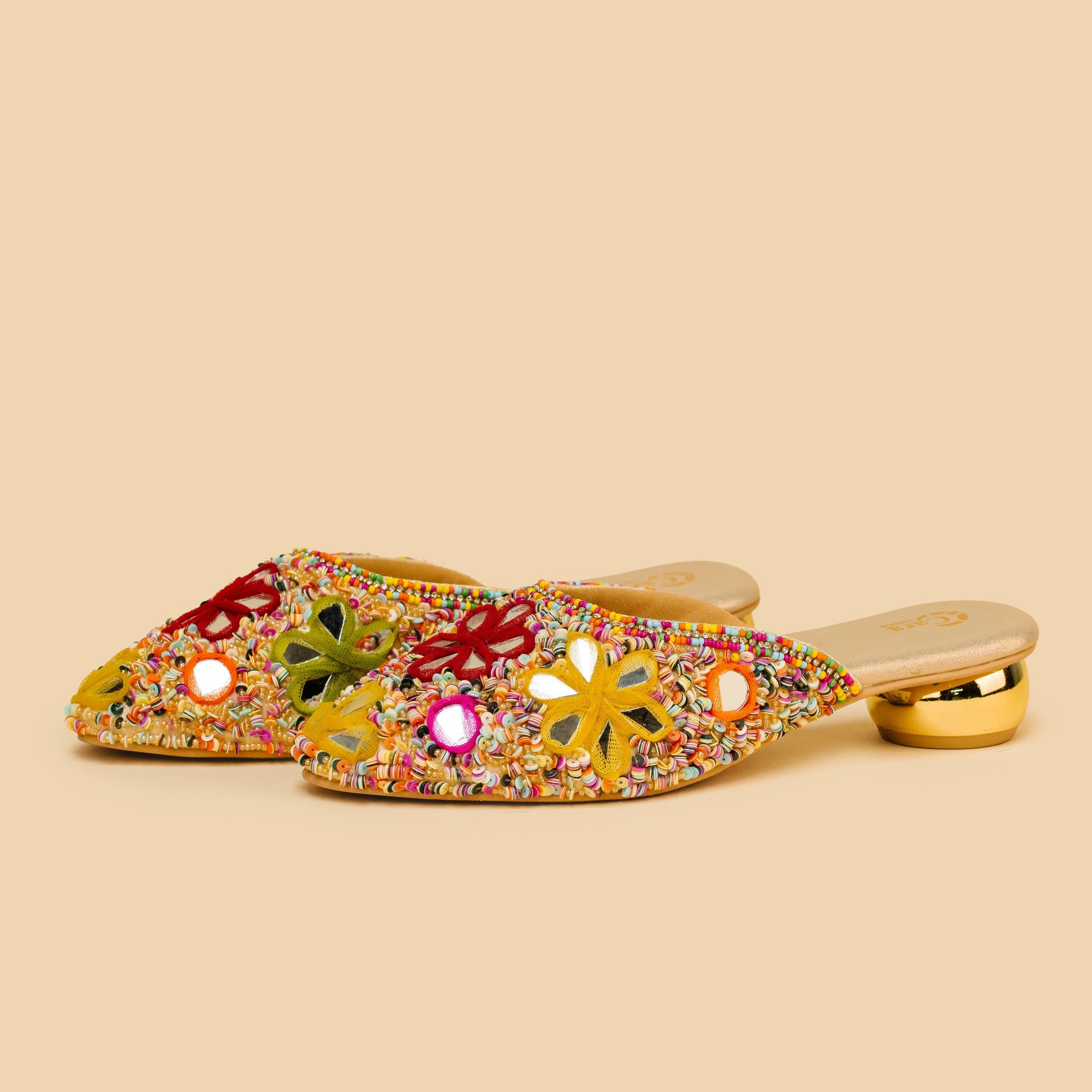 Mirror Phulkari Mules