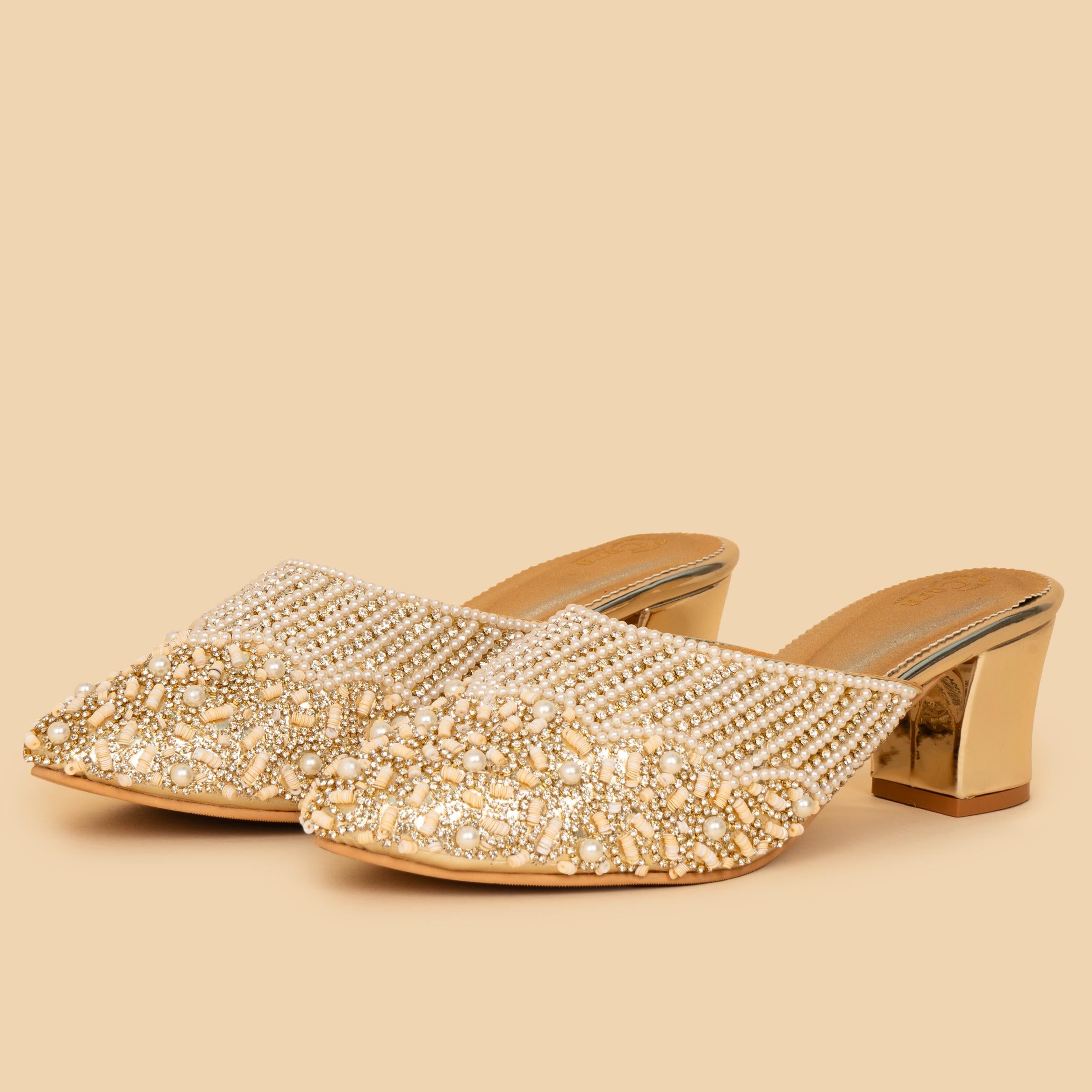 Pearl Crusted Queen Mules