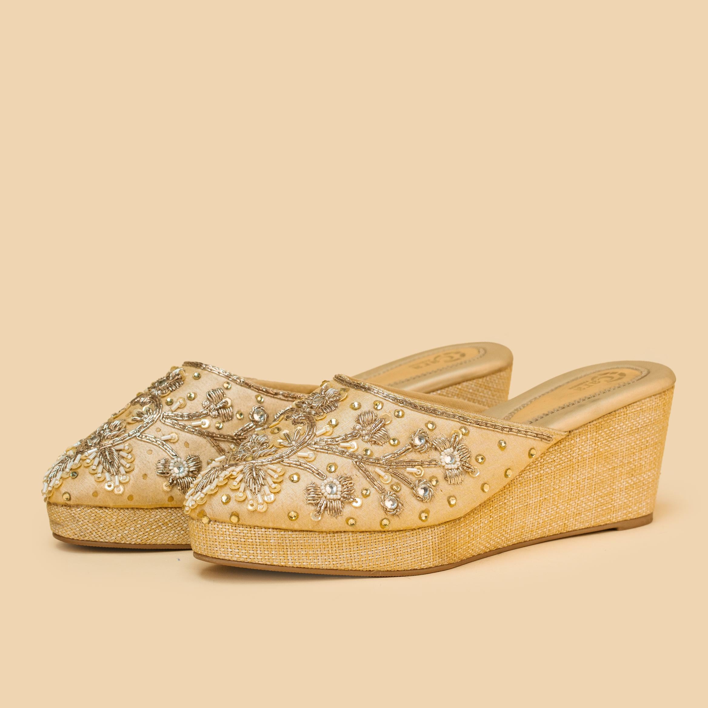 Sequin Glam Stone Wedges