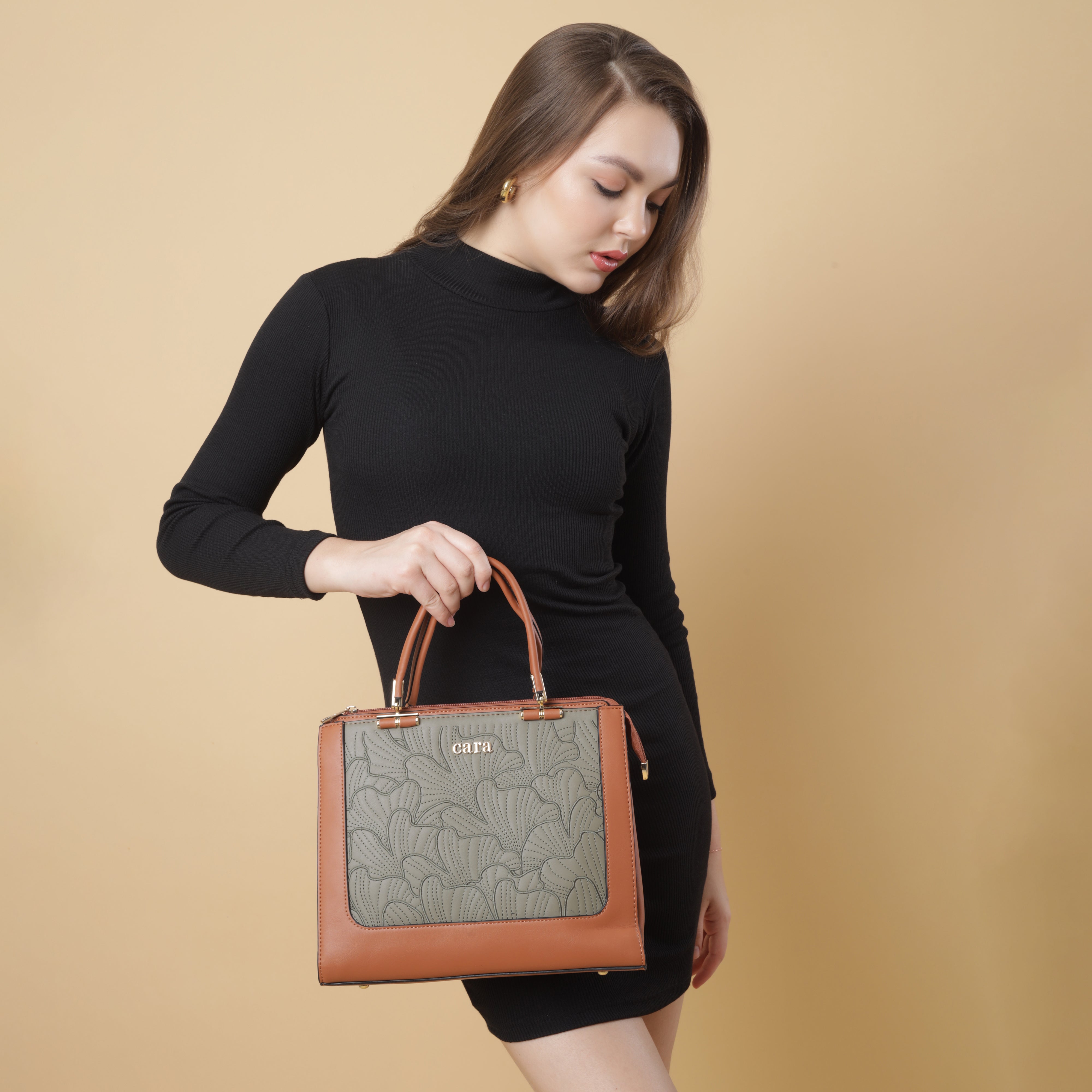 Brown Floral Eclipse Handbag | Cara
