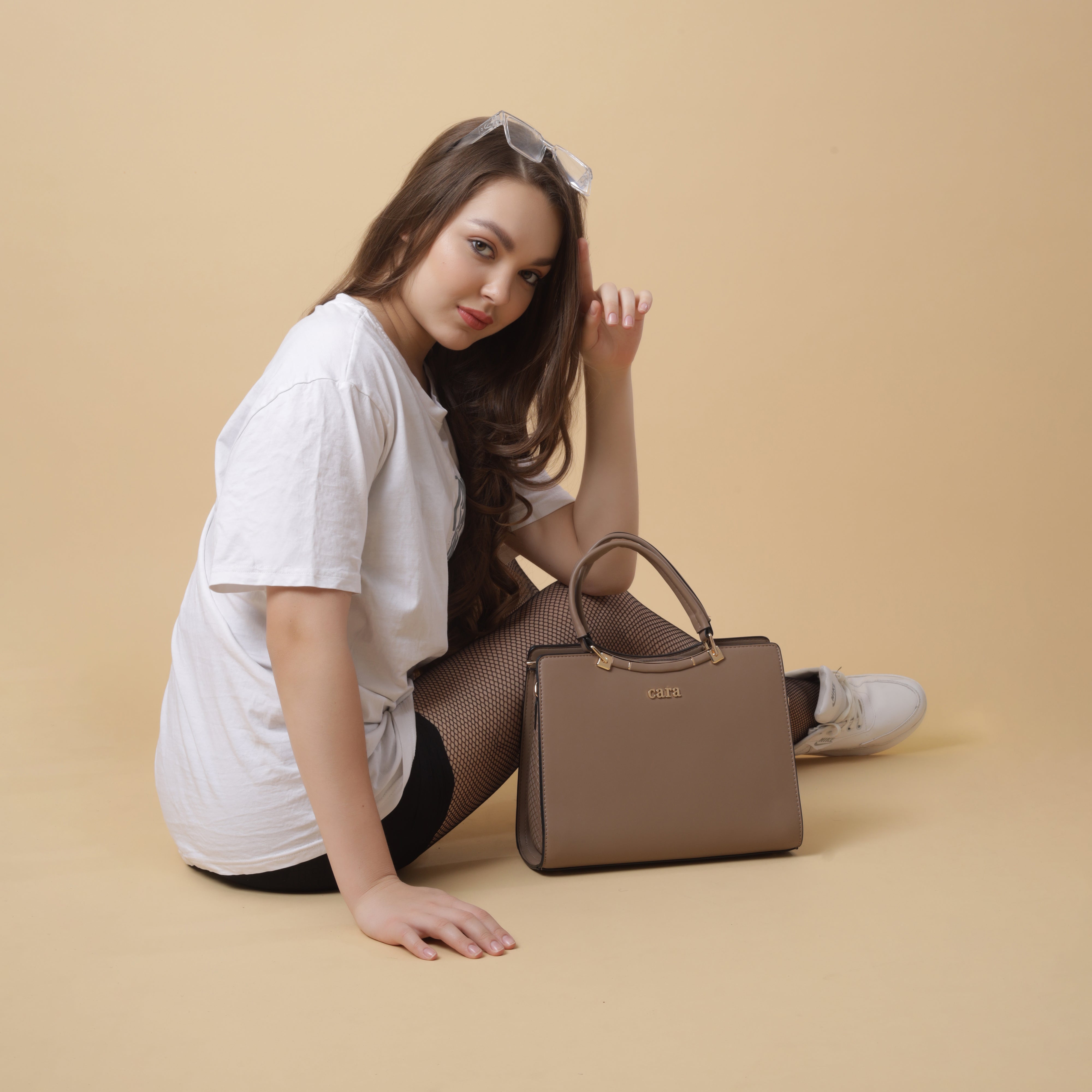 Pastel Brown Casual Carry Handbag | Cara