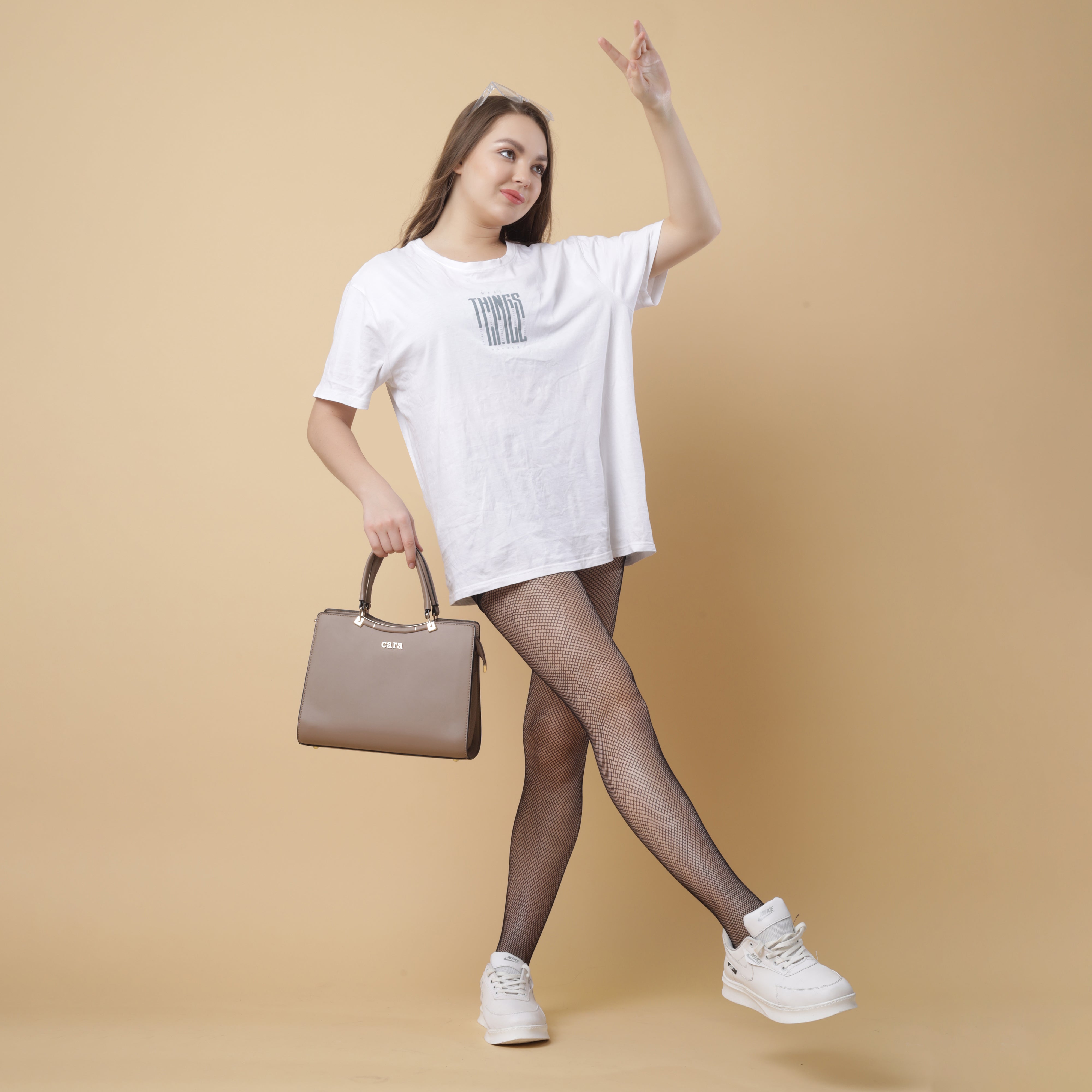 Pastel Brown Casual Carry Handbag | Cara