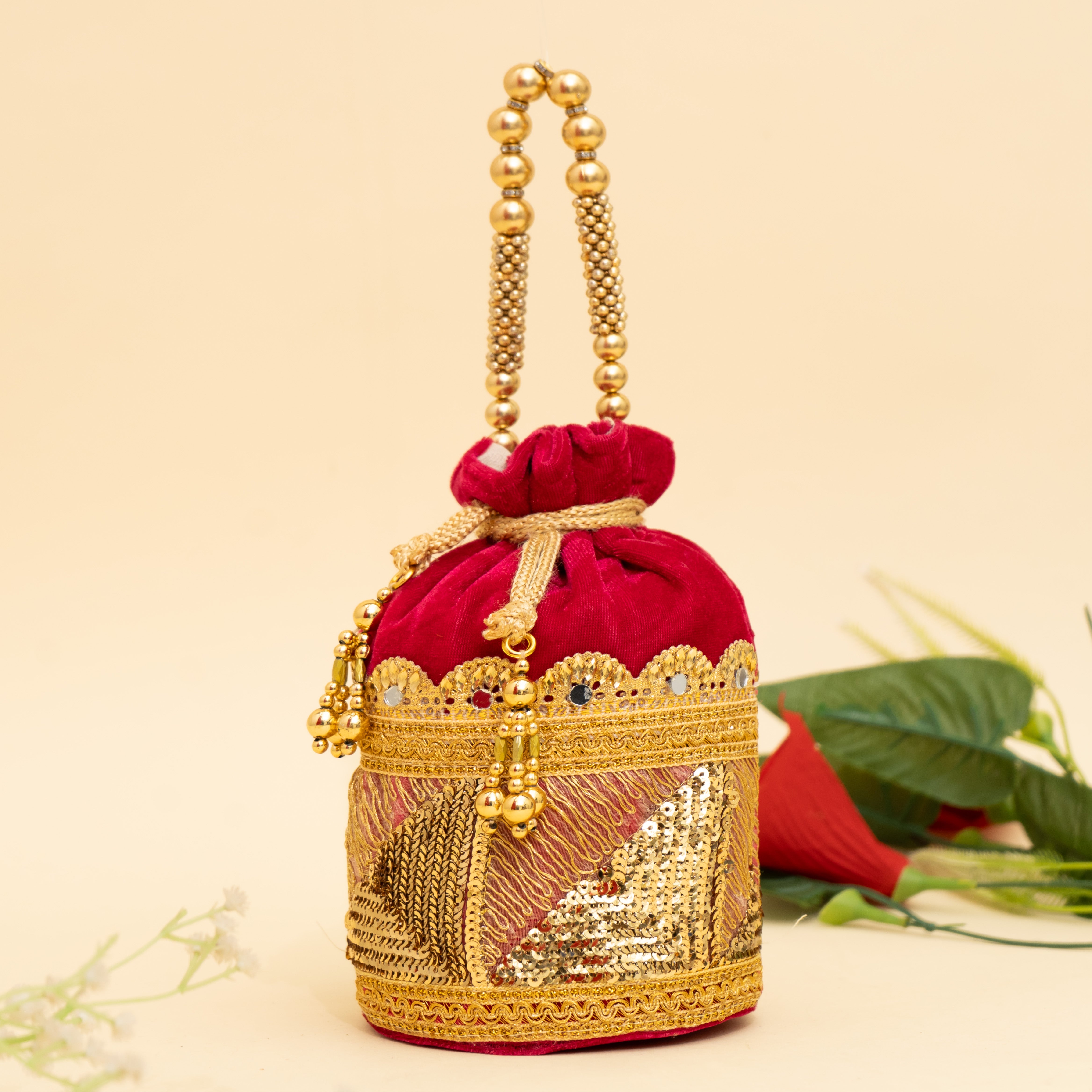 pink Golden Gleam potli | CARA