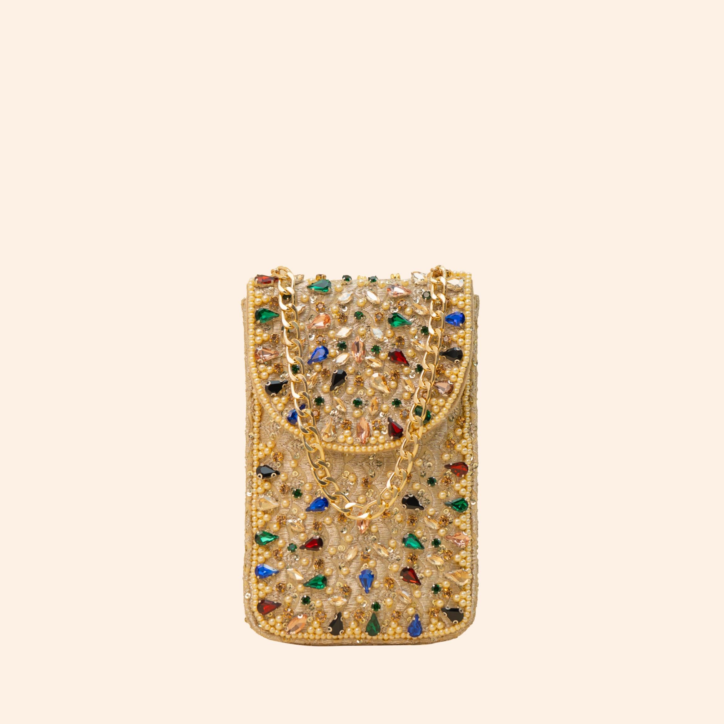 Crystal Encrusted Mosaic Mobile Bag