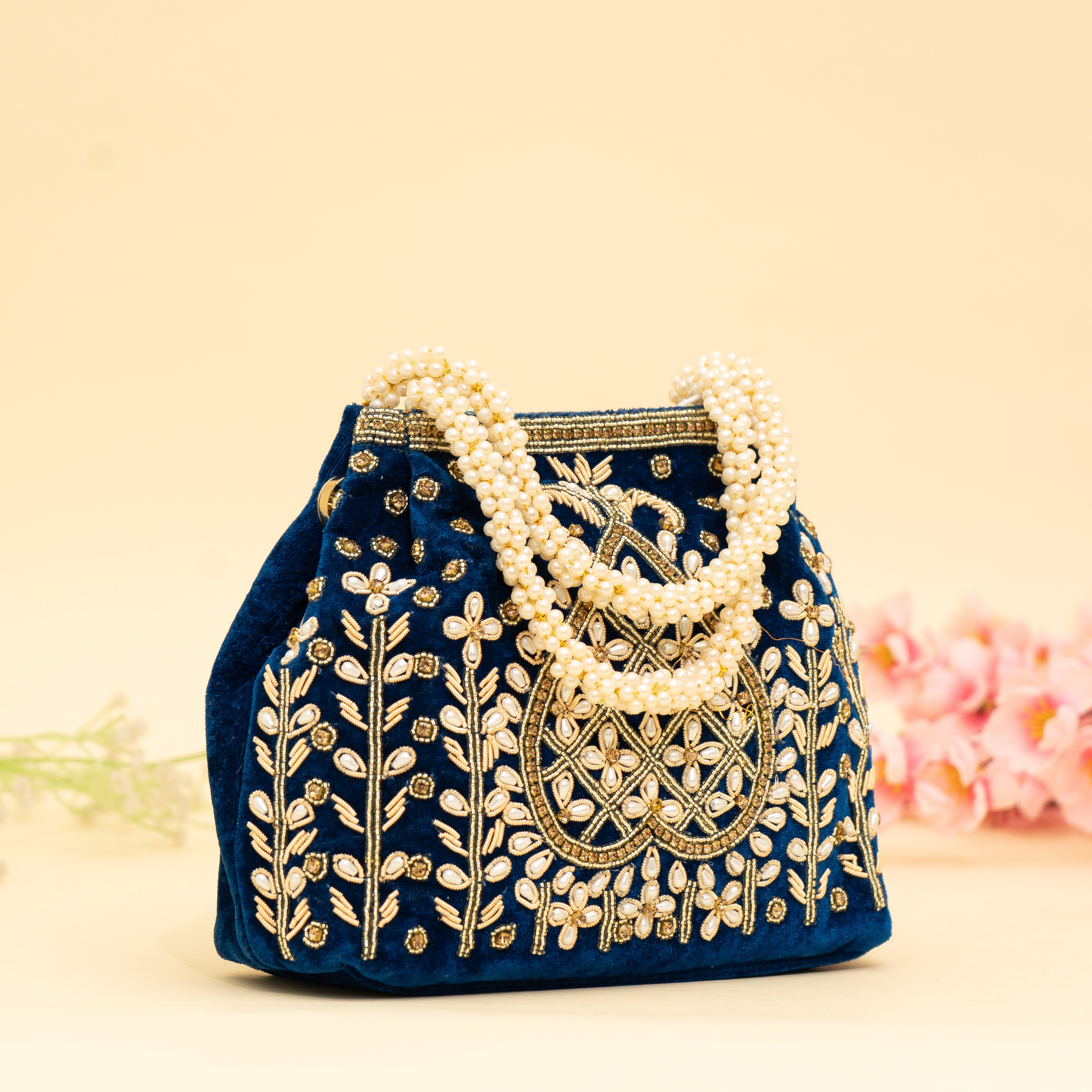 Team Blue Lustrous Pearl Embellish Potli