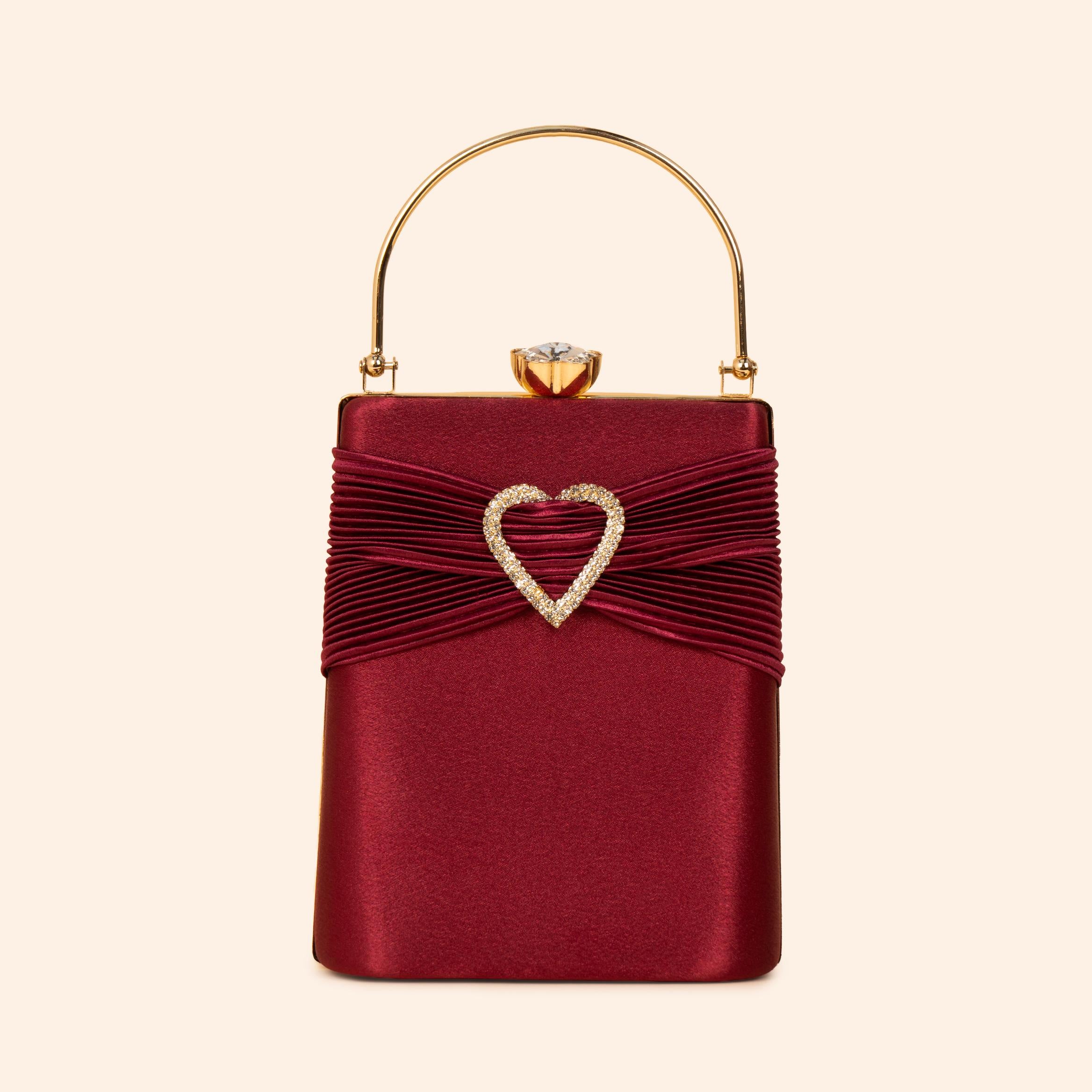Satin Heartbeat Clutch