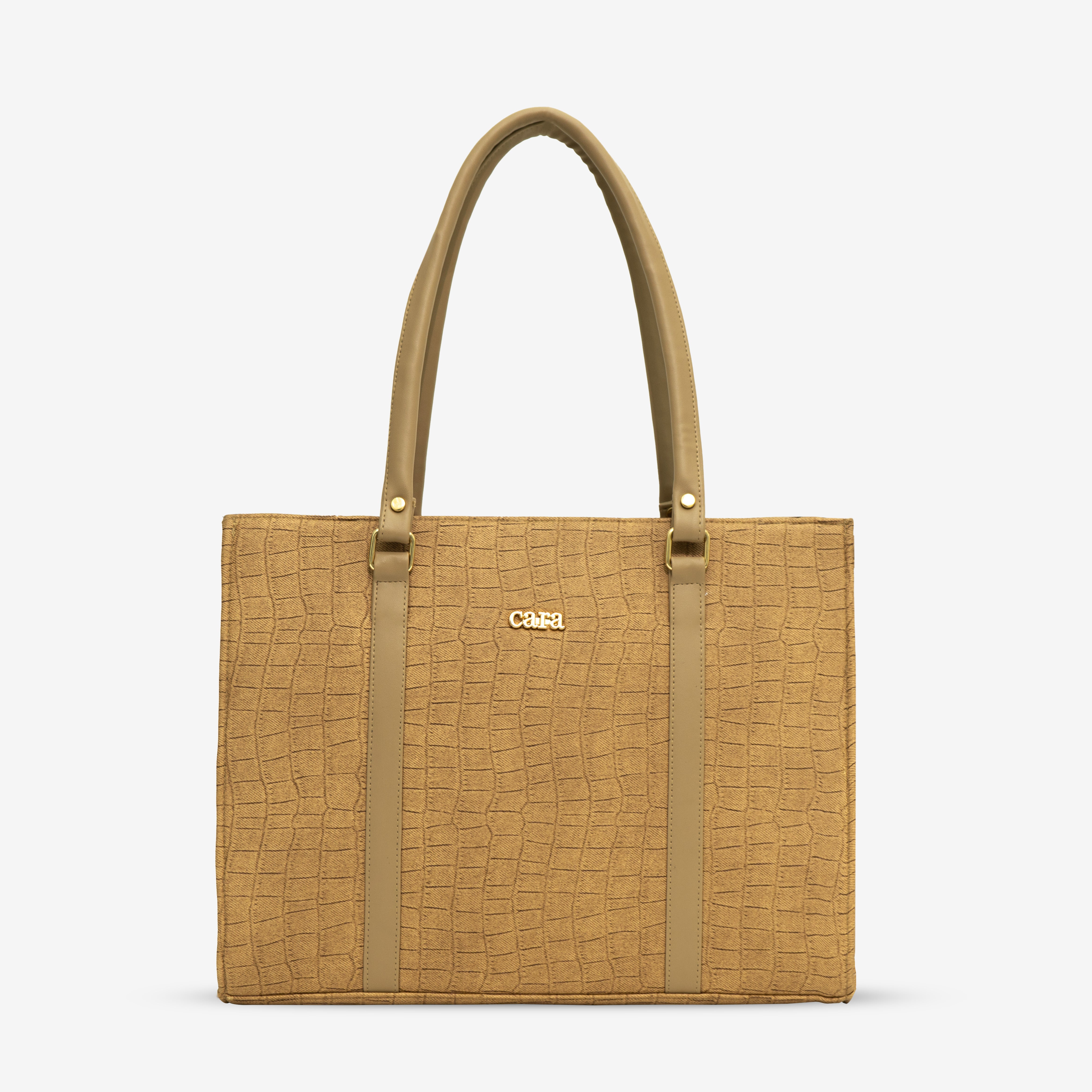 Tan Croc Textured Shoulder Bag | Cara