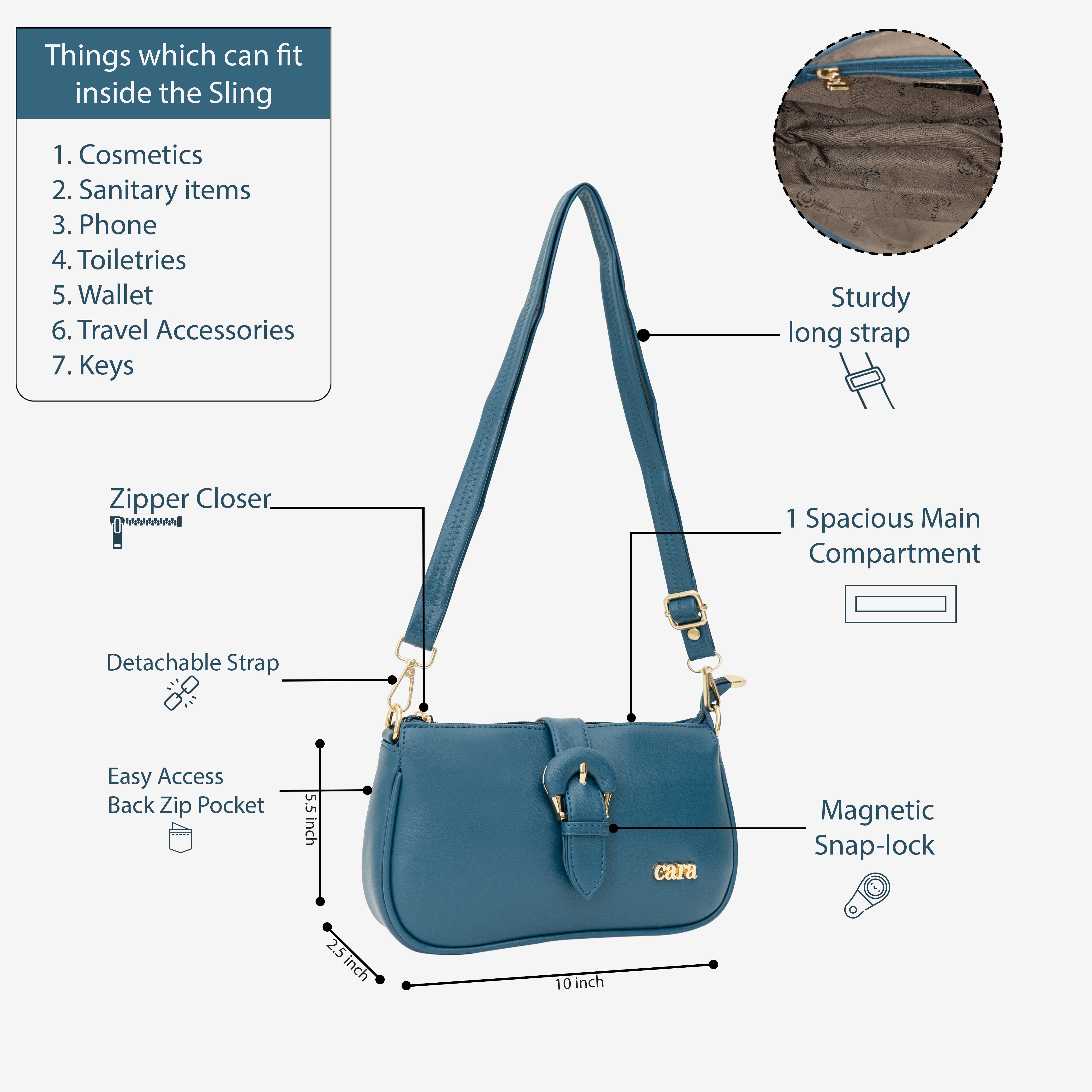 Teal Blue Pleasant Sling | Cara