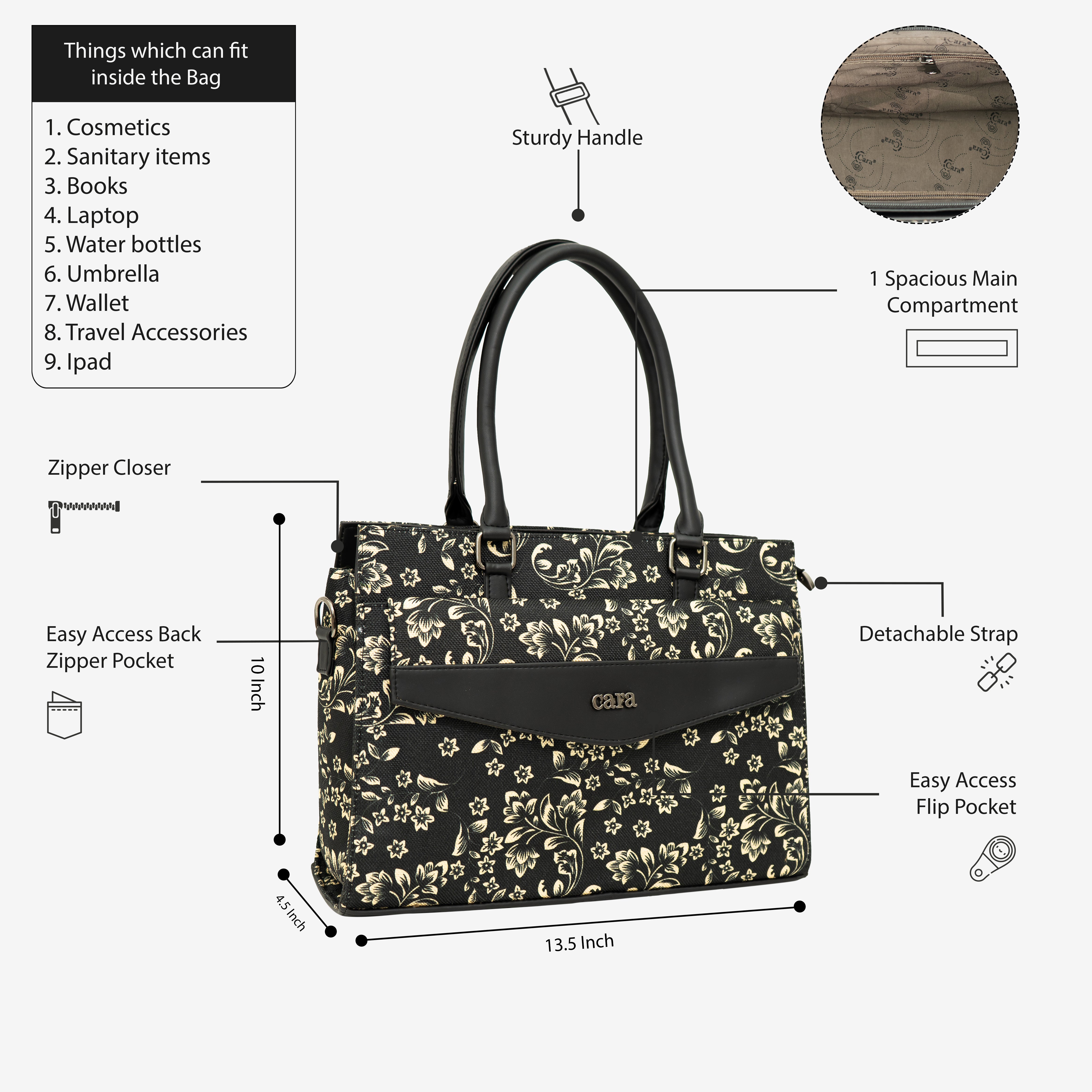 Black Flawless Crafted handbag | Cara