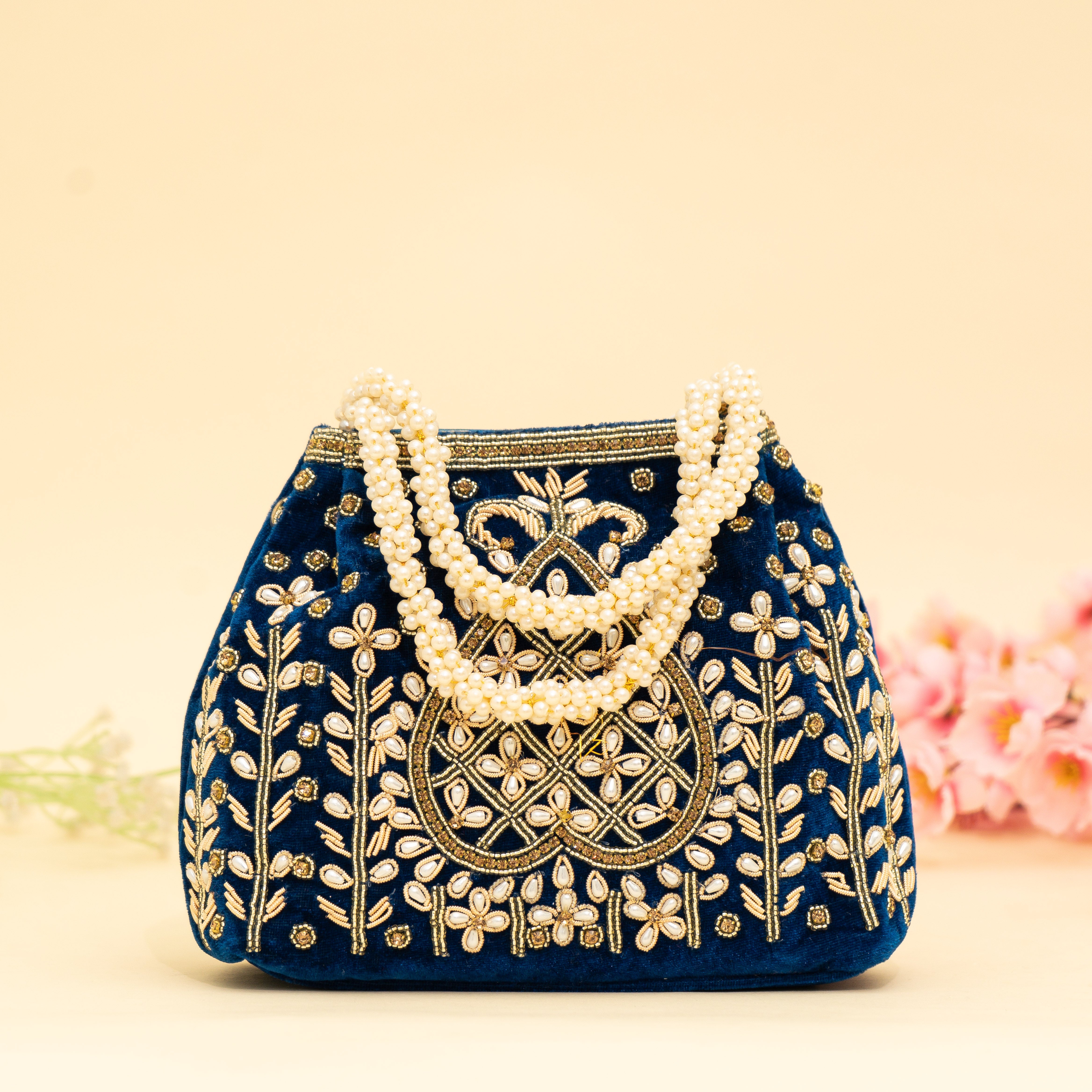 Team Blue Lustrous Pearl Embellish Potli