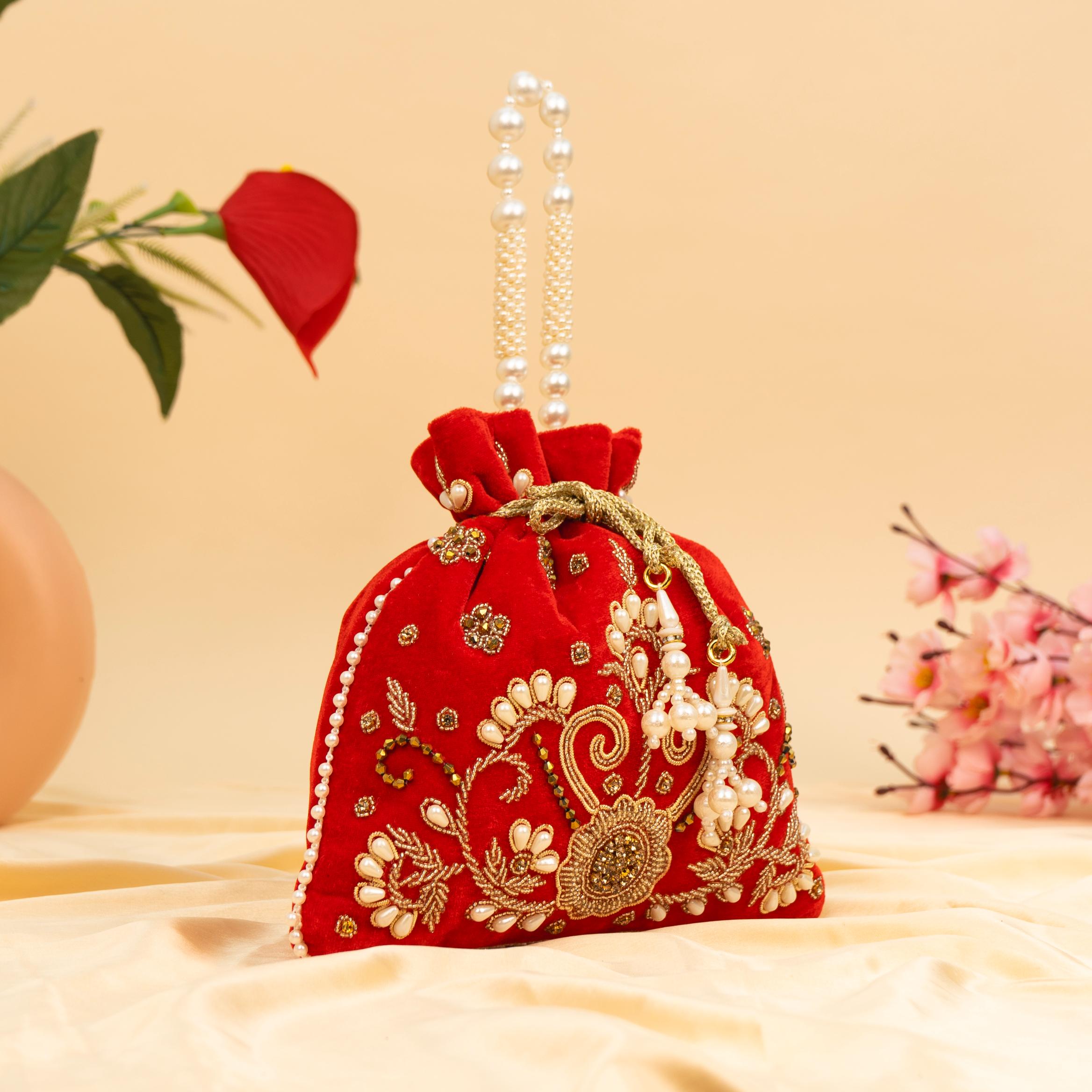 Vibrant Floral Zardosi Potli