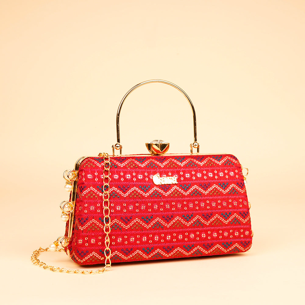 Scarlet Crown Clutch