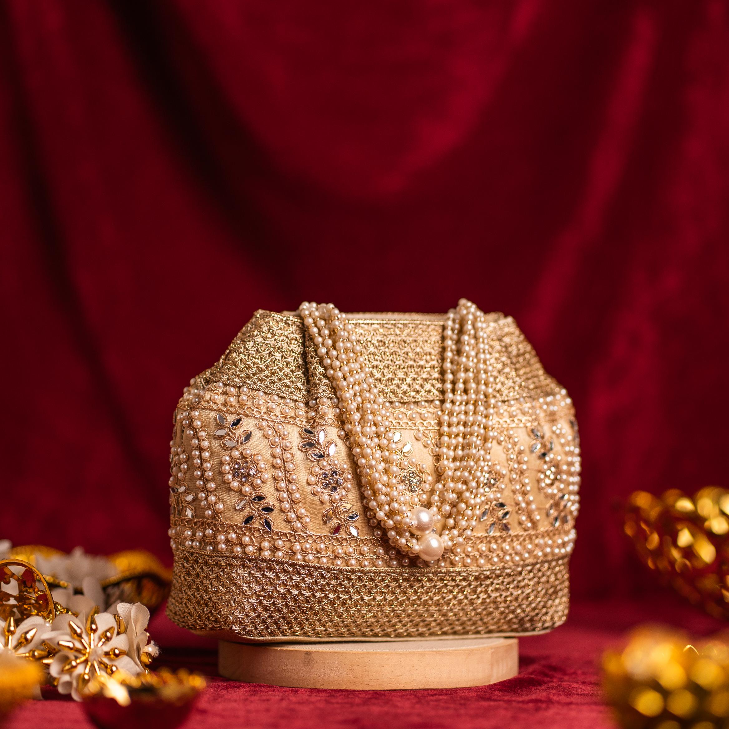 Golden Fern Pearl Potli