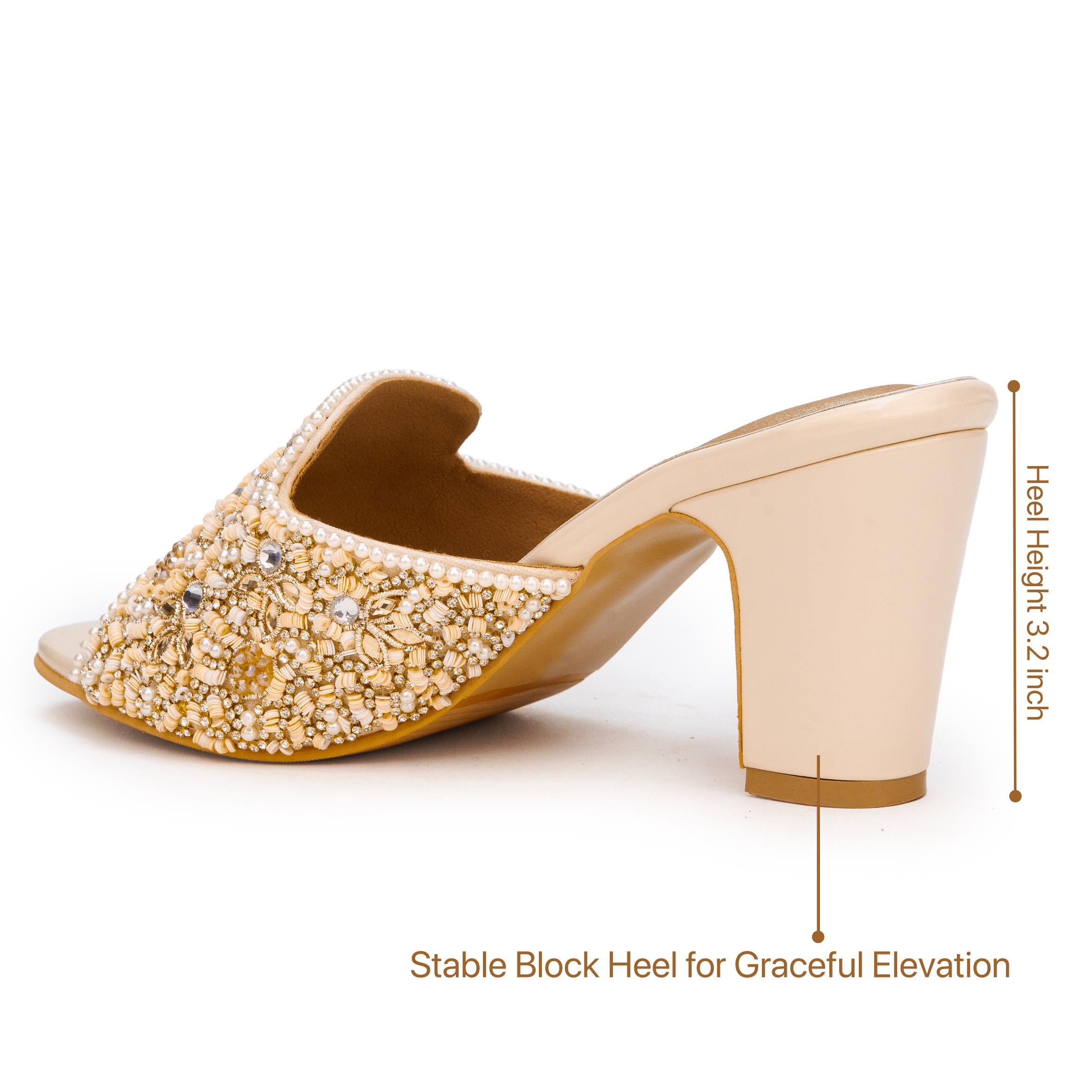 Shimmer Embroidery Heels
