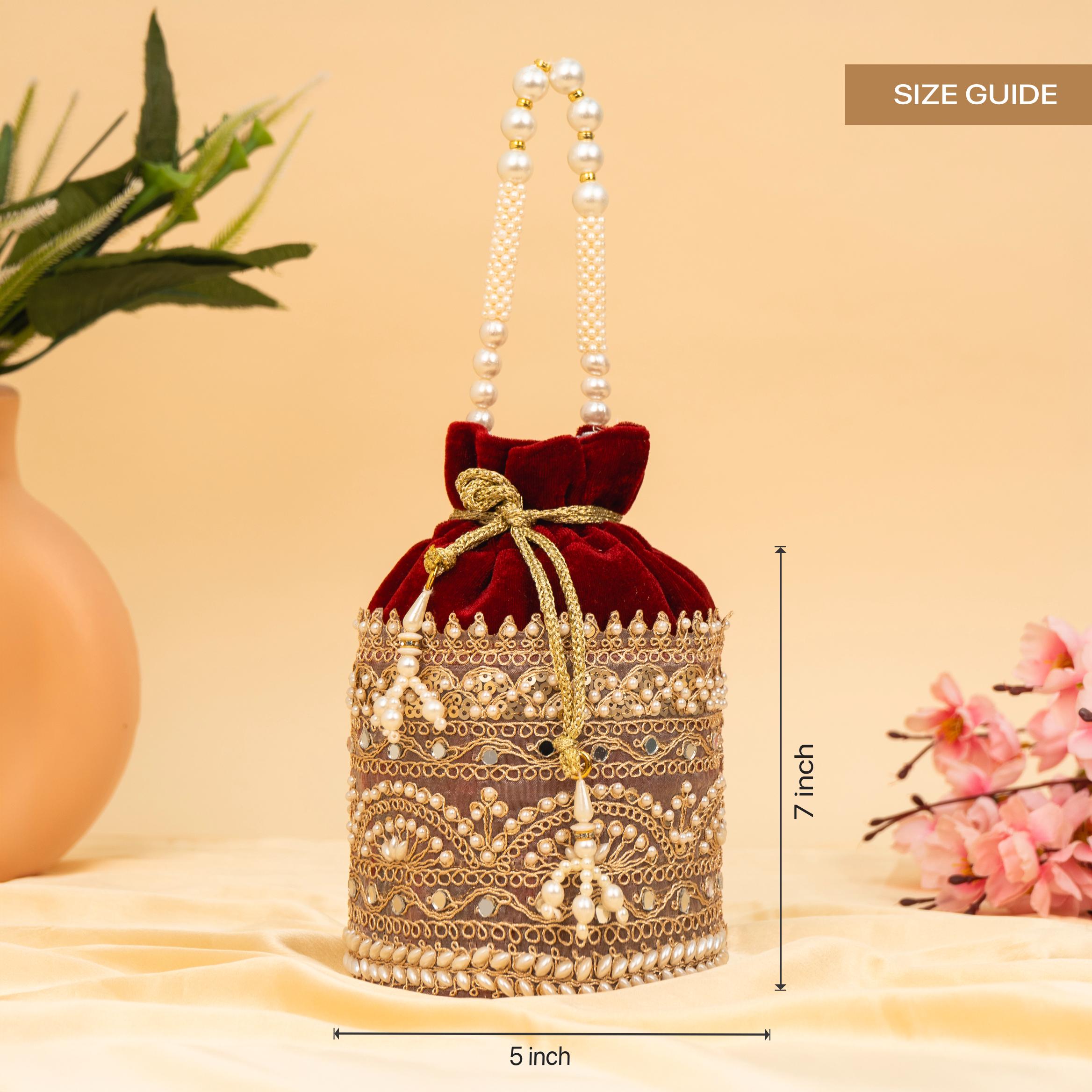 Zari Gold Velvet Potli