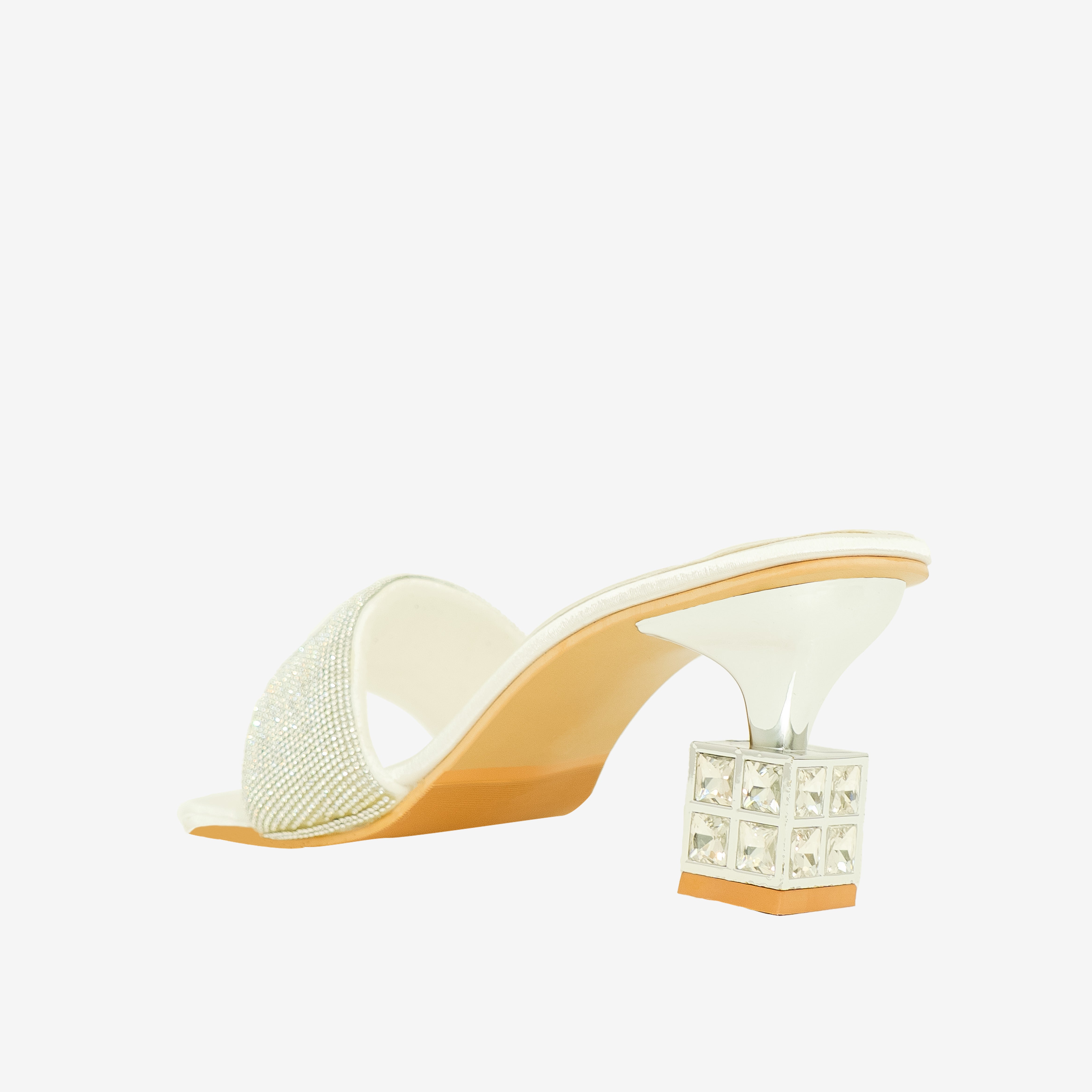 white Crystalized Embellished Heels | Cara
