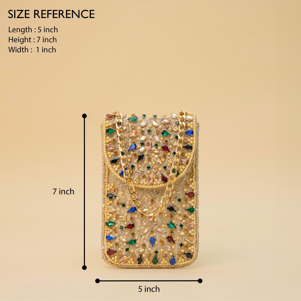 Crystal Encrusted Mosaic Mobile Bag