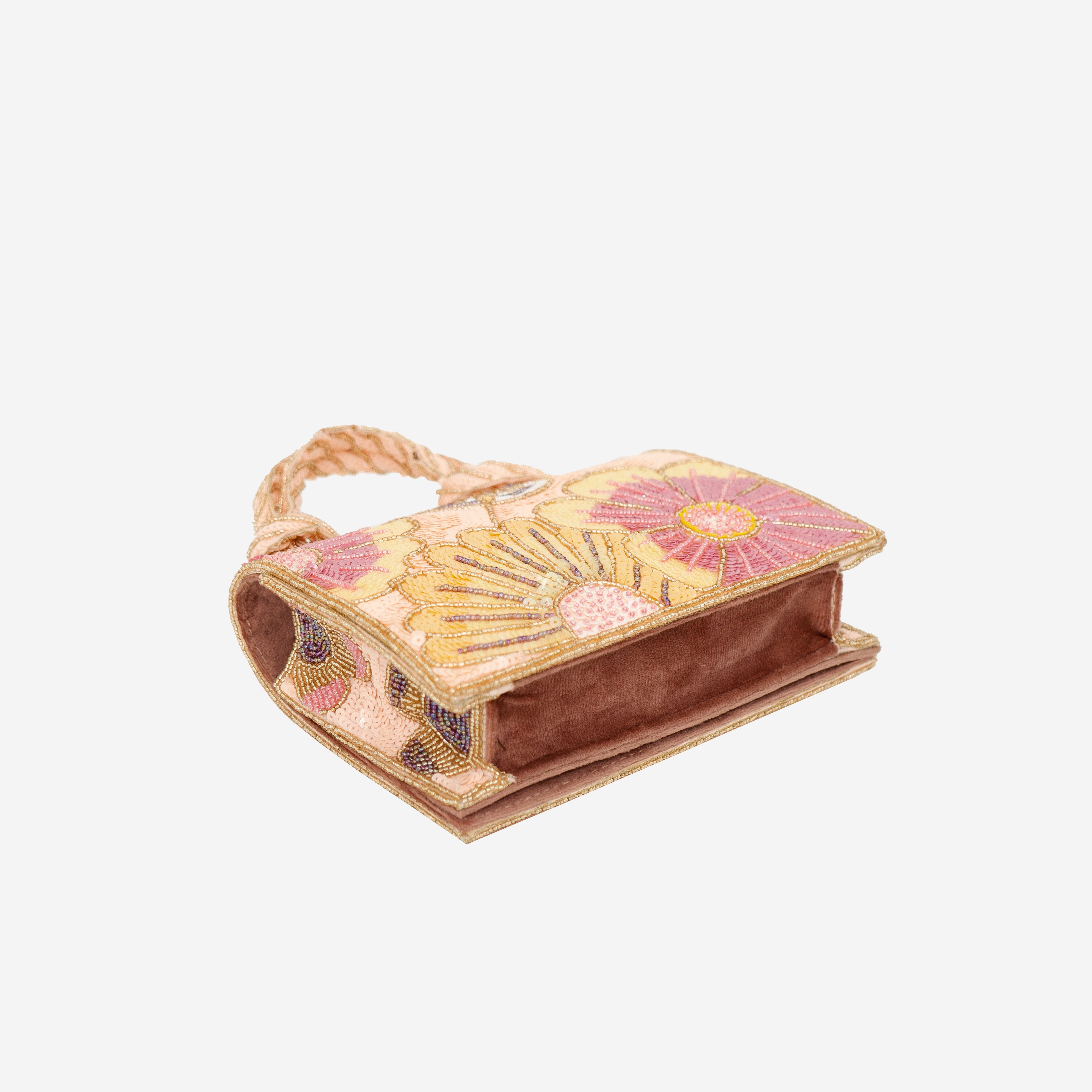 Pink Pastel Floral Beaded Clutch