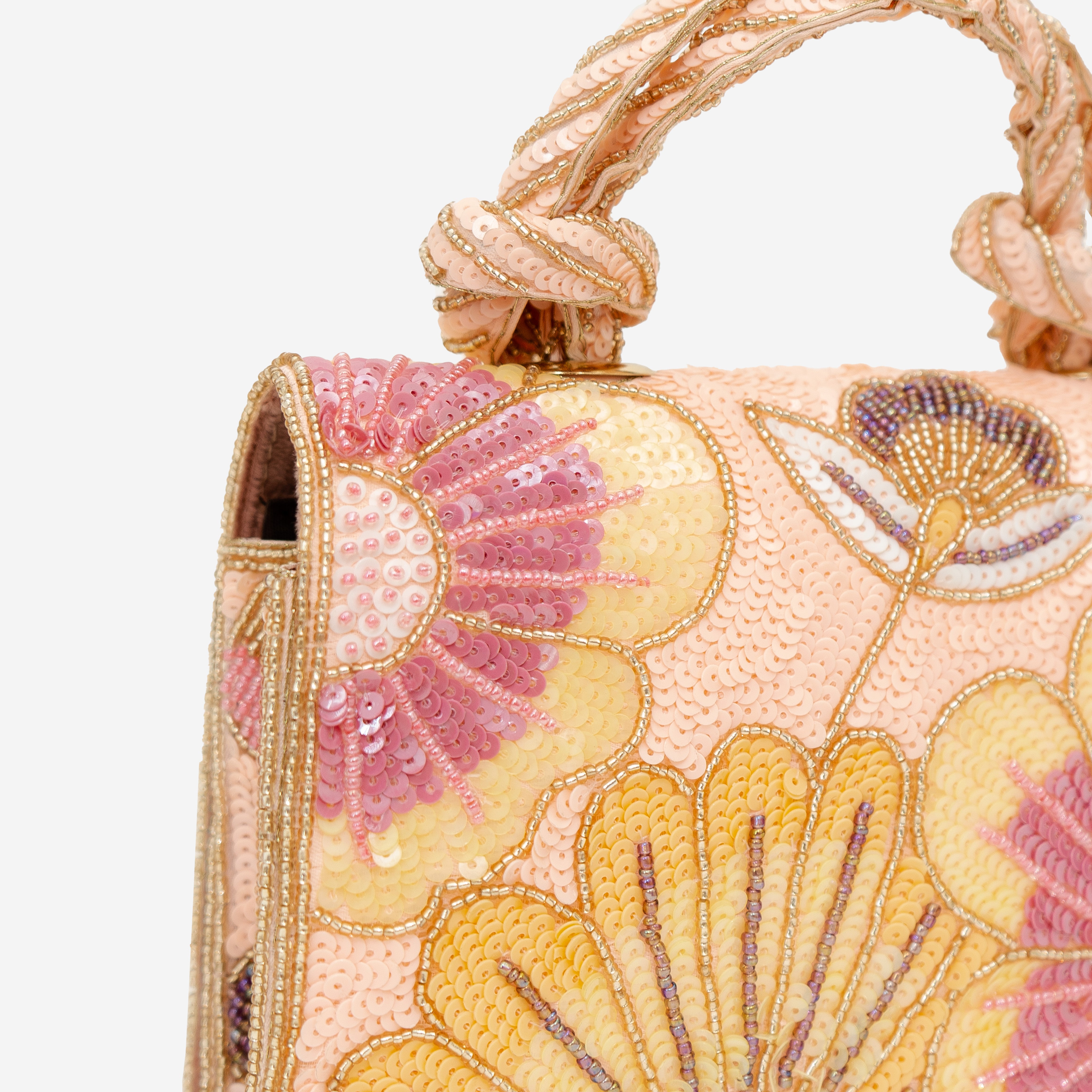 Pink Pastel Floral Beaded Clutch