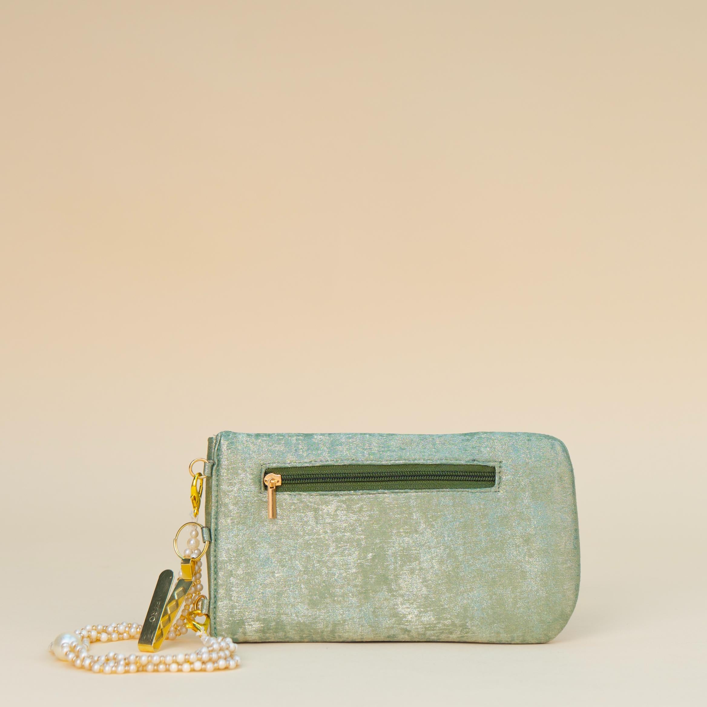 Aquamarine Pearl Charm Clutch