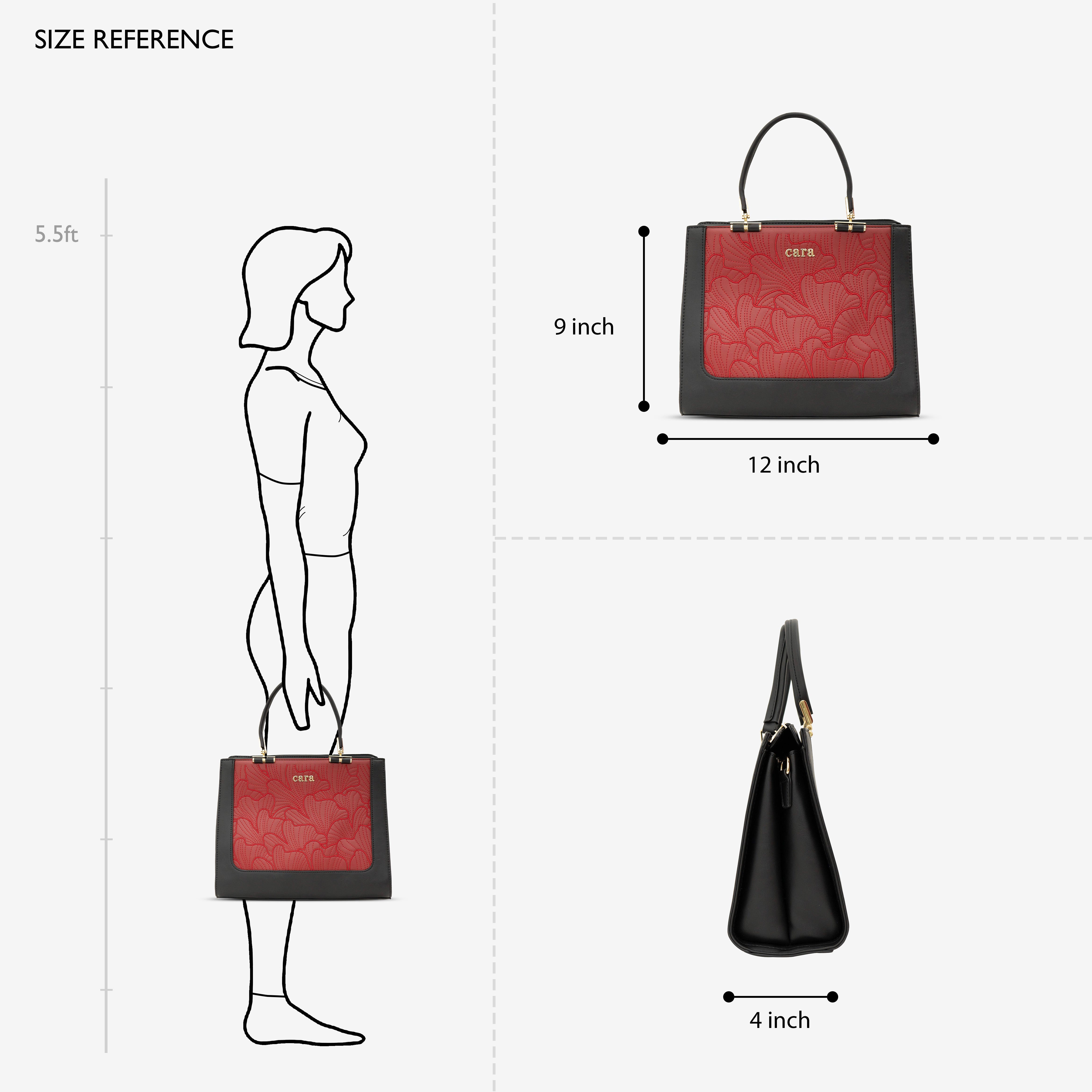 Black Floral Eclipse Handbag | Cara