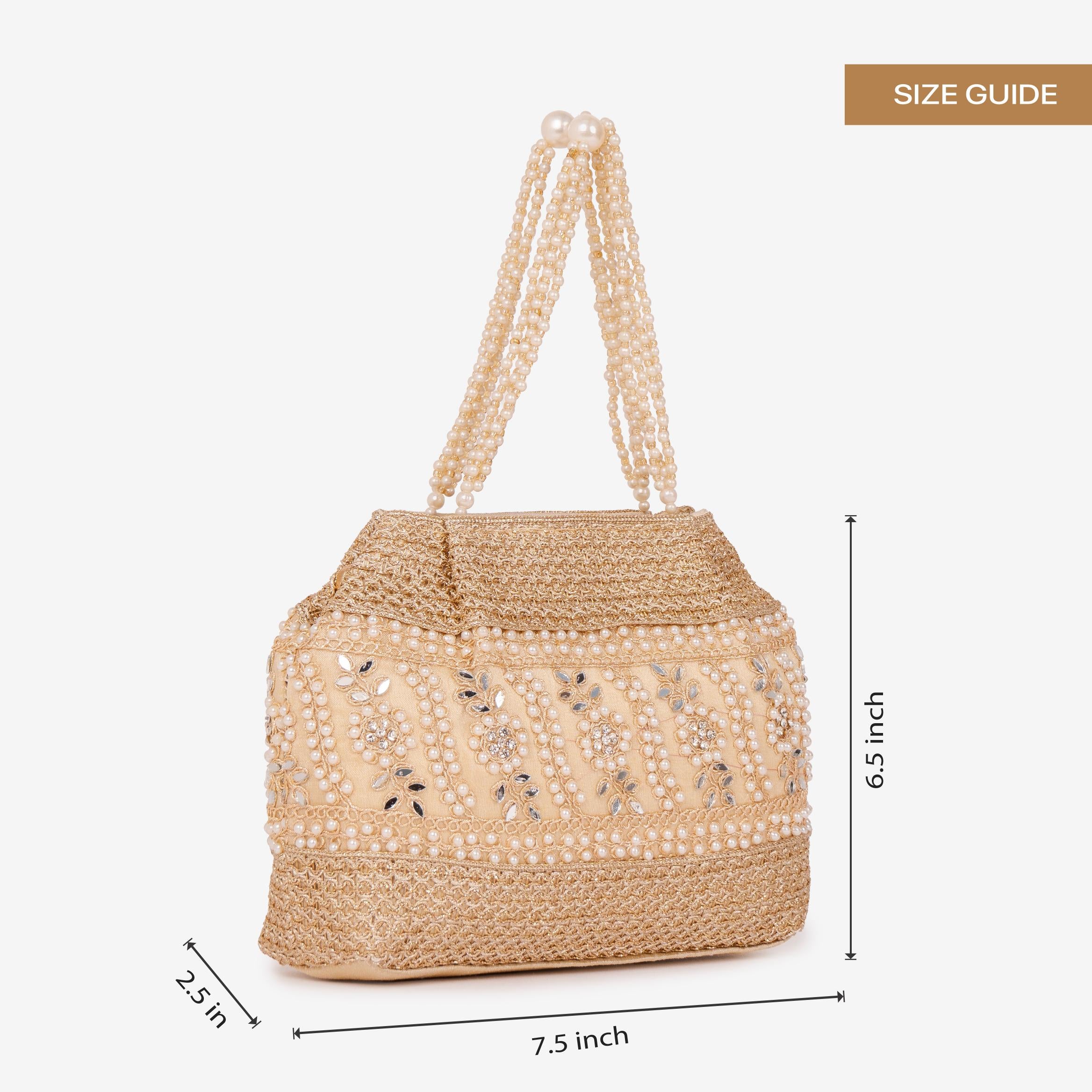 Golden Fern Pearl Potli