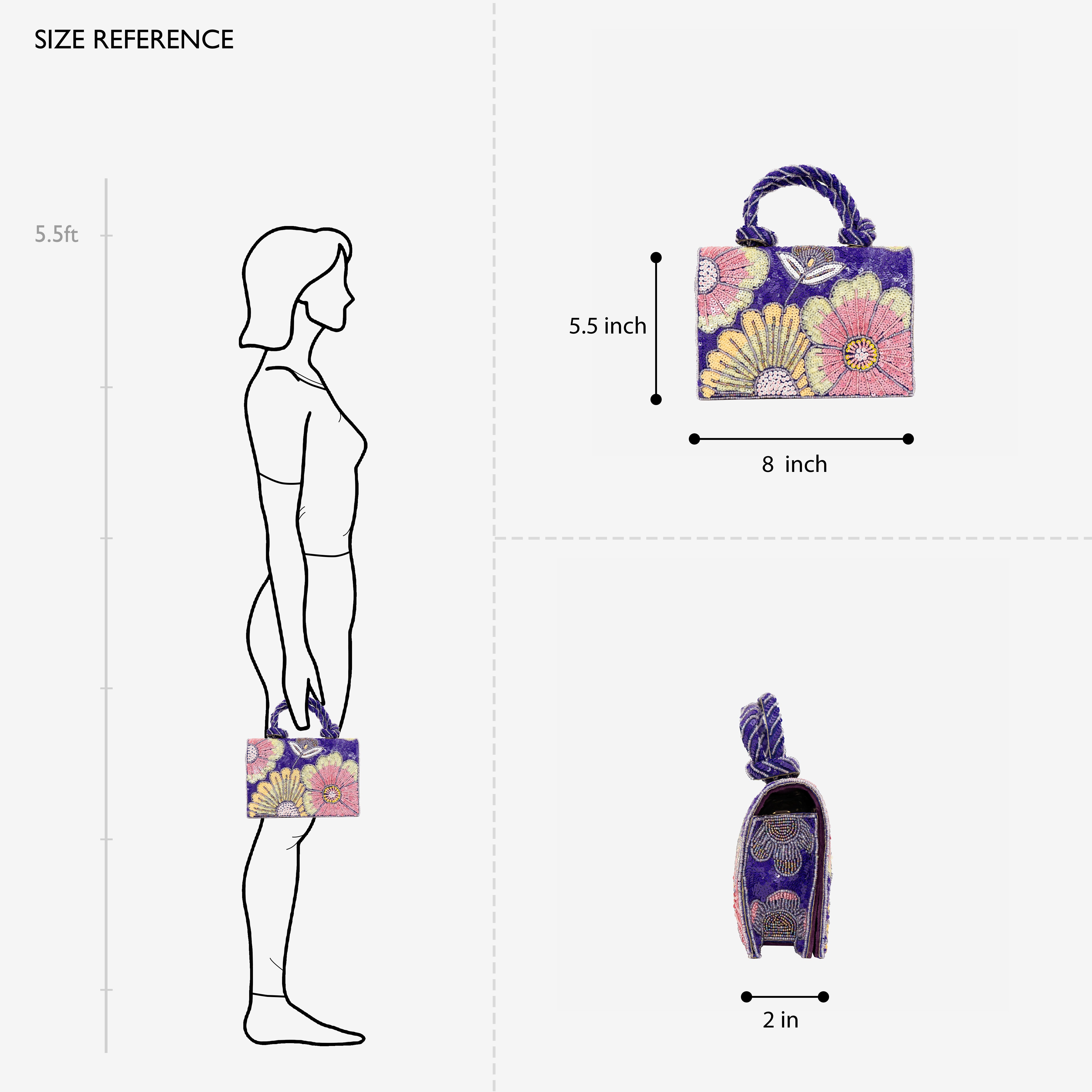 Violet Pastel Floral Beaded Clutch