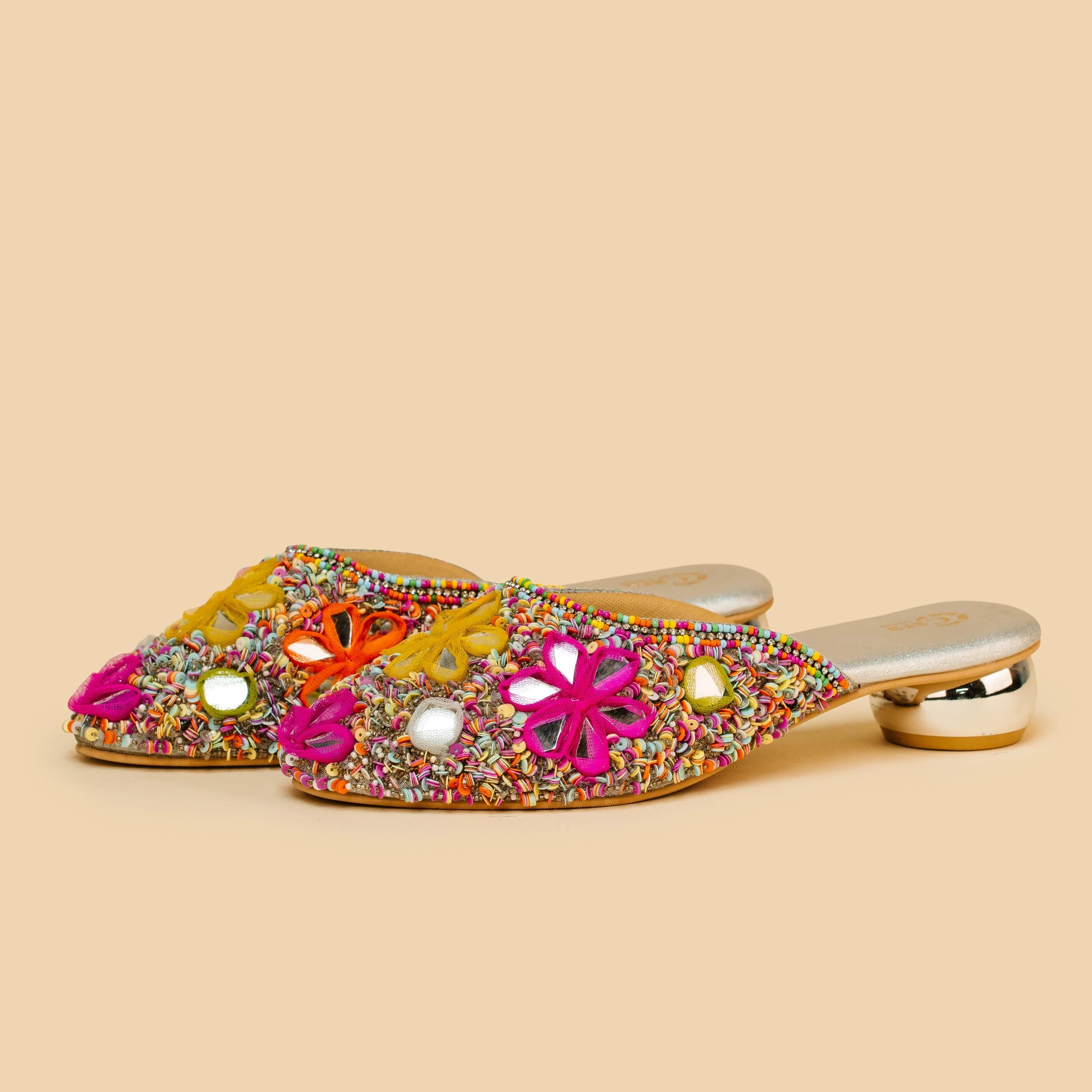 Mirror Phulkari Mules
