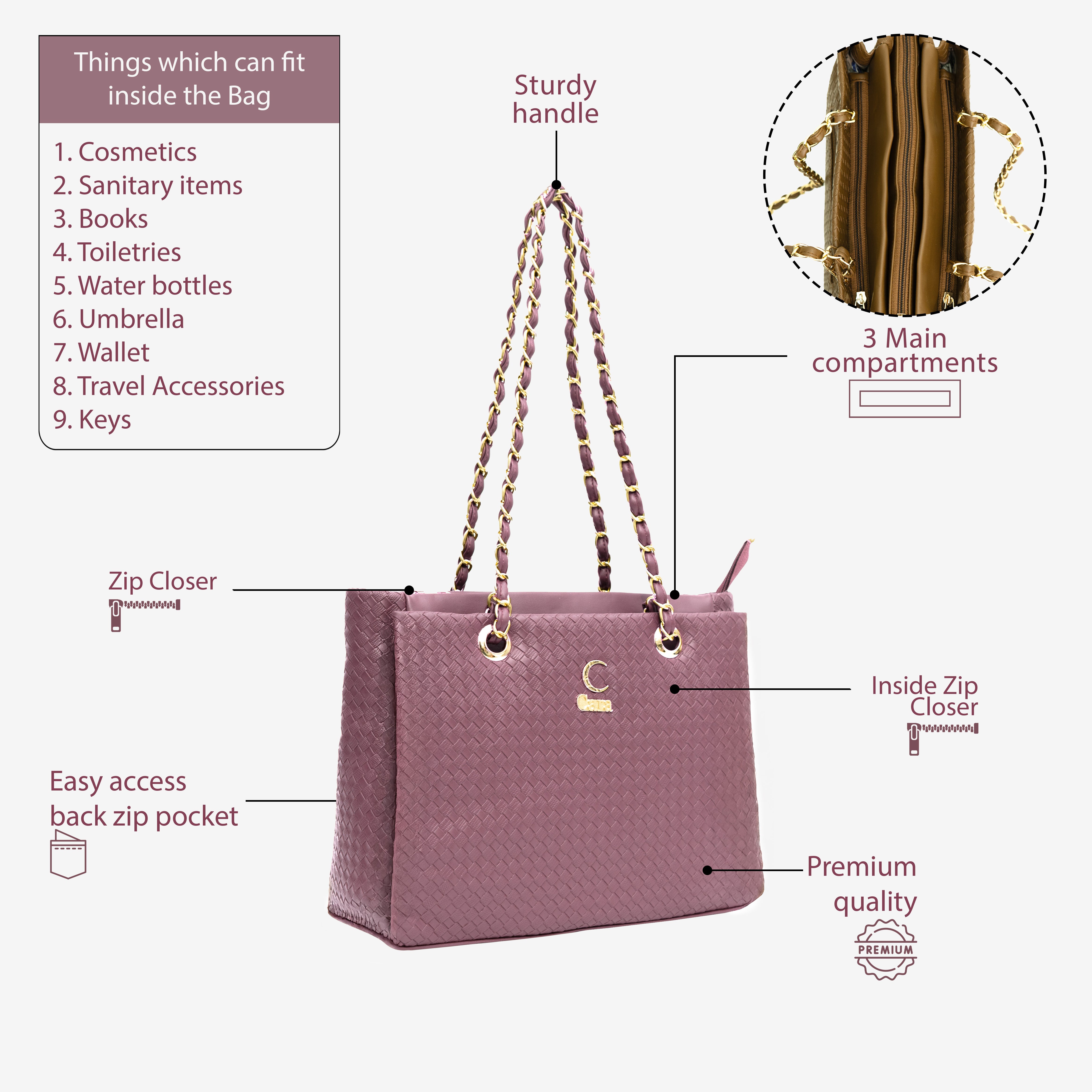 Laveder Textured Swagger Tote Bag | Cara