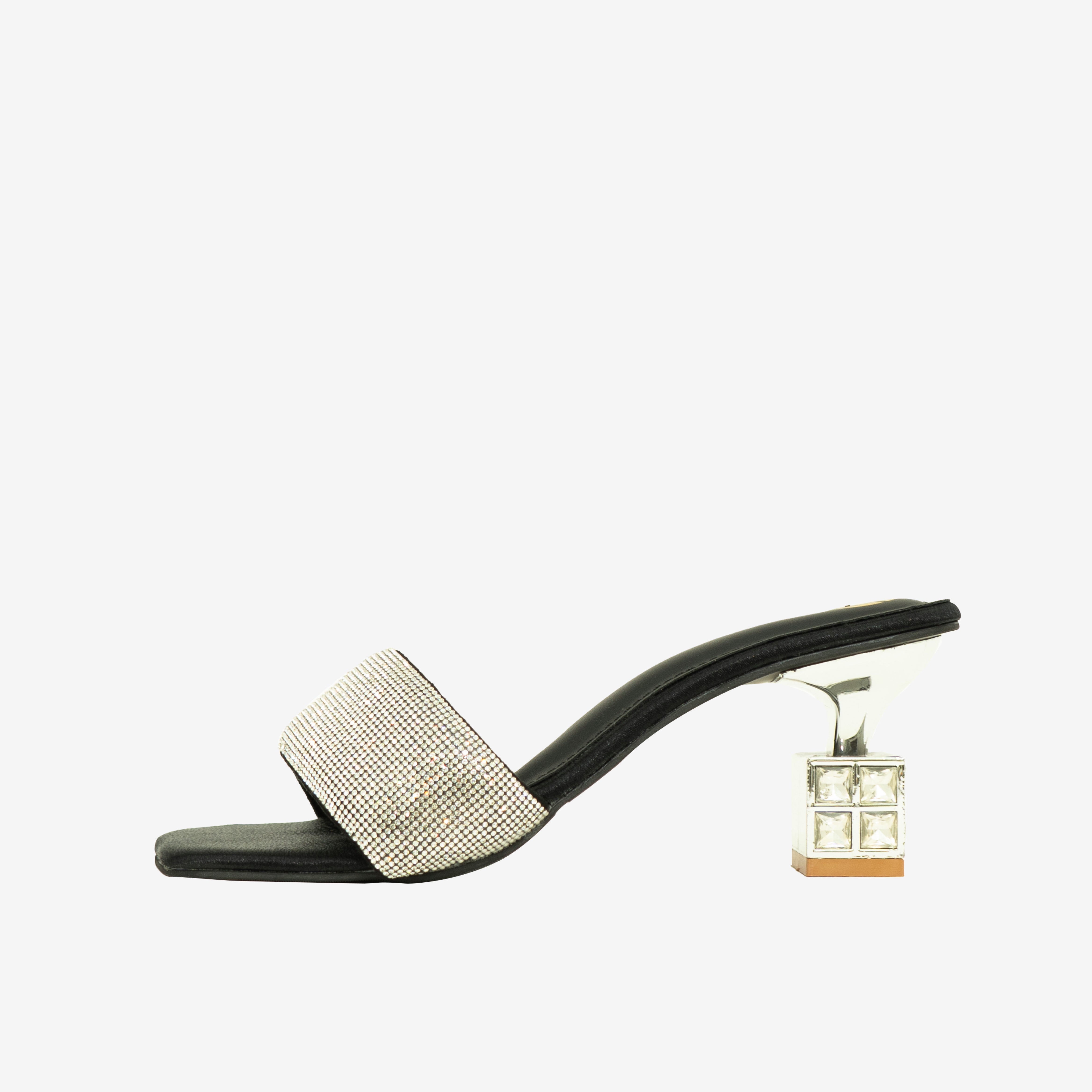 black Crystalized Embellished Heels | Cara