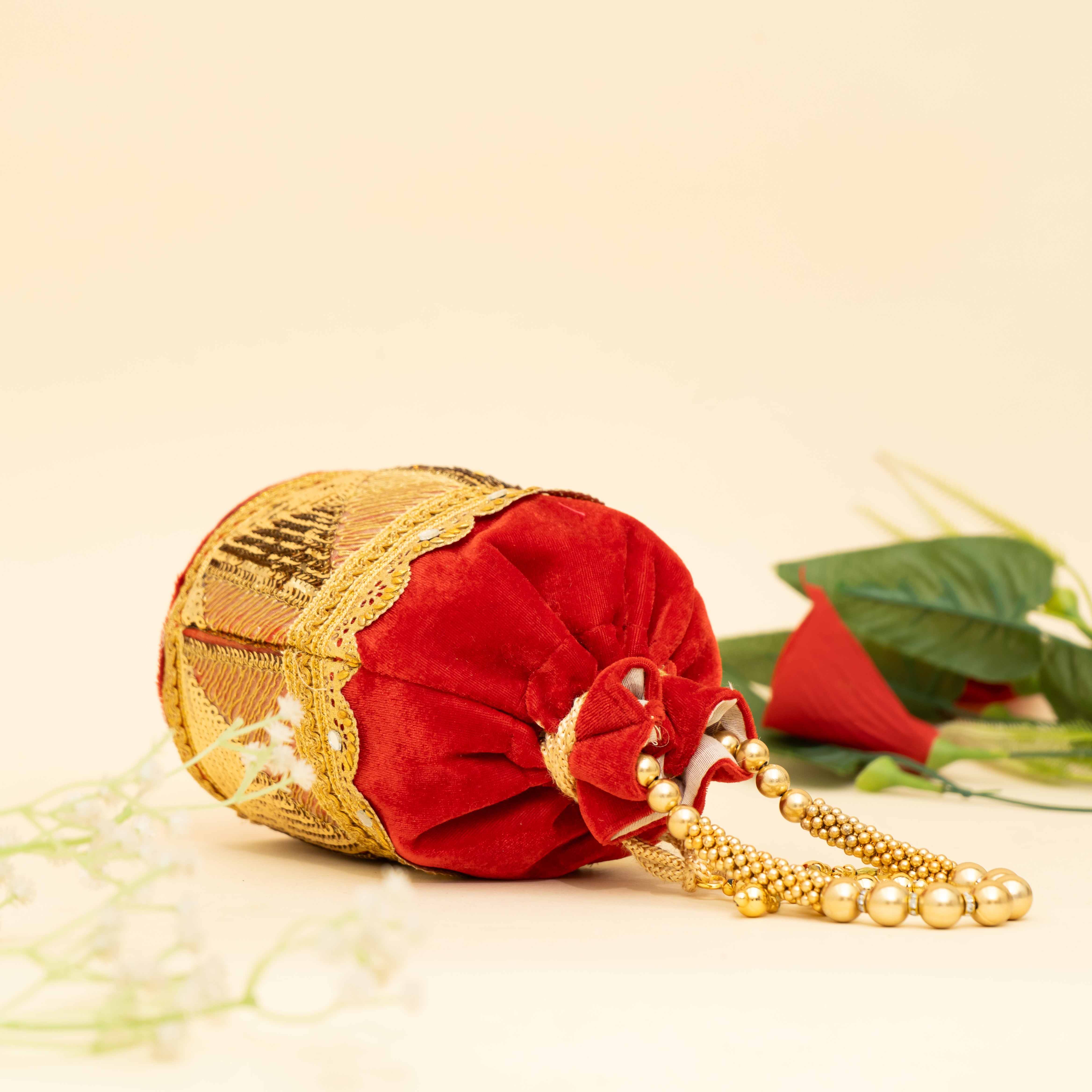 red Golden Gleam potli | CARA