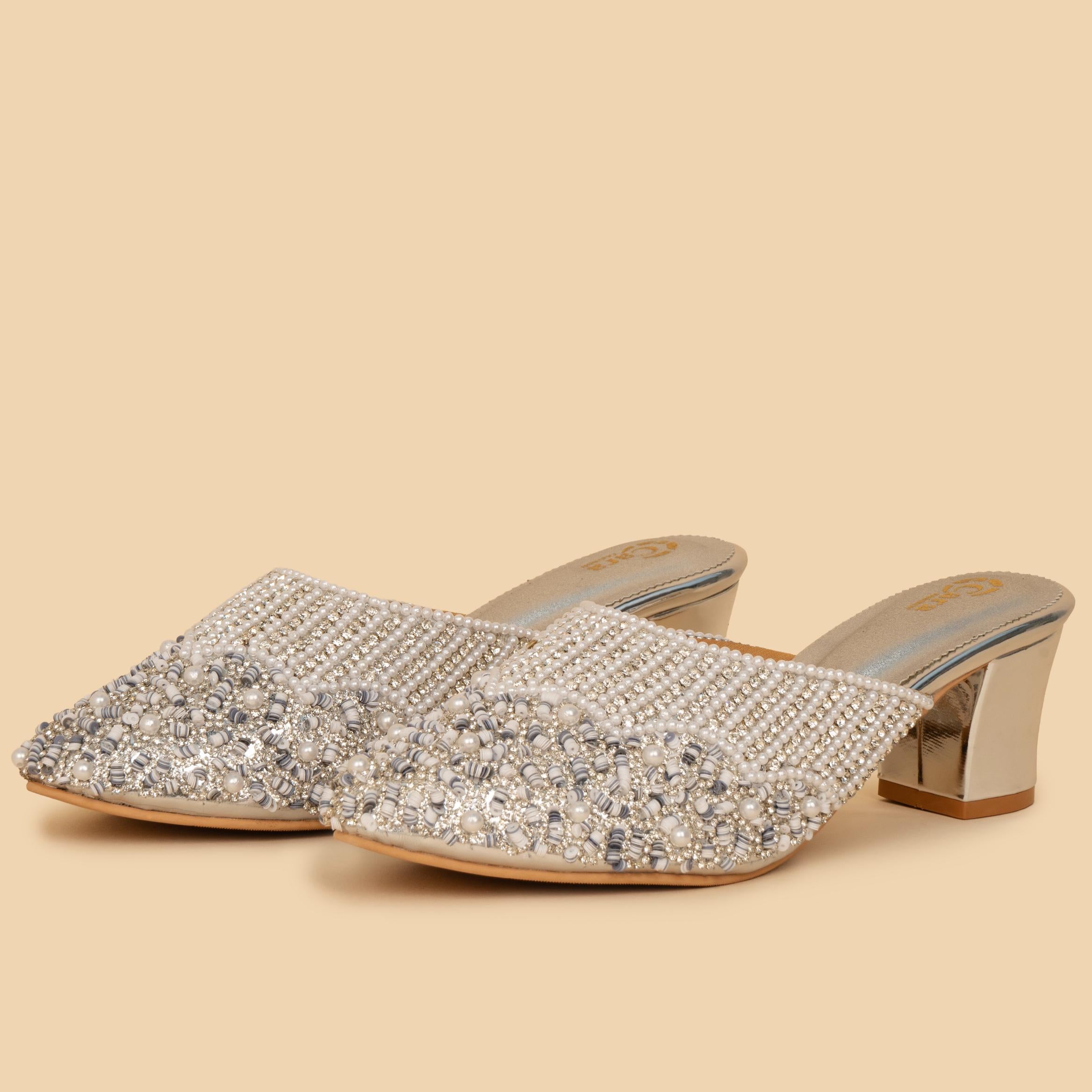 Pearl Crusted Queen Mules