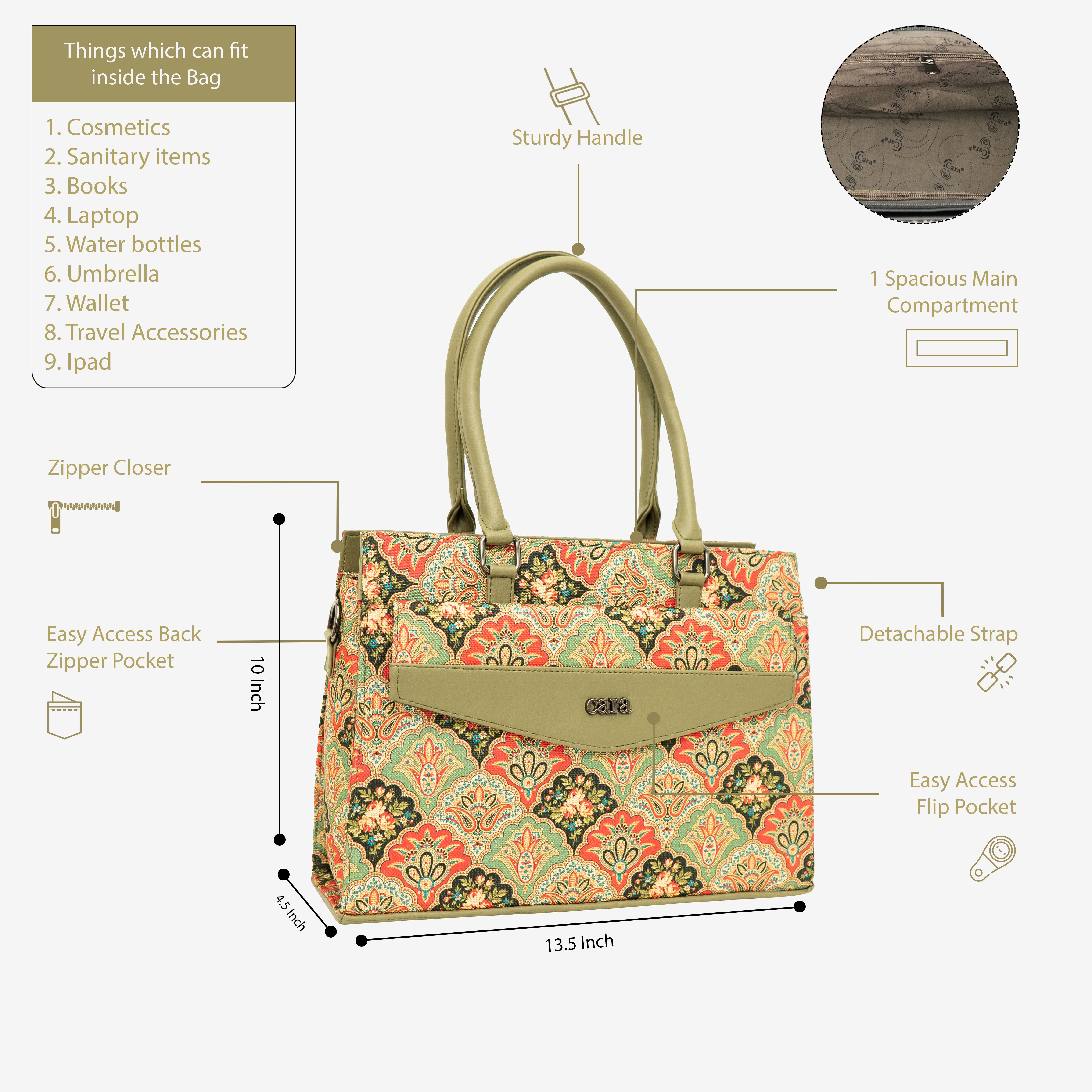 Green Flawless Crafted handbag | Cara