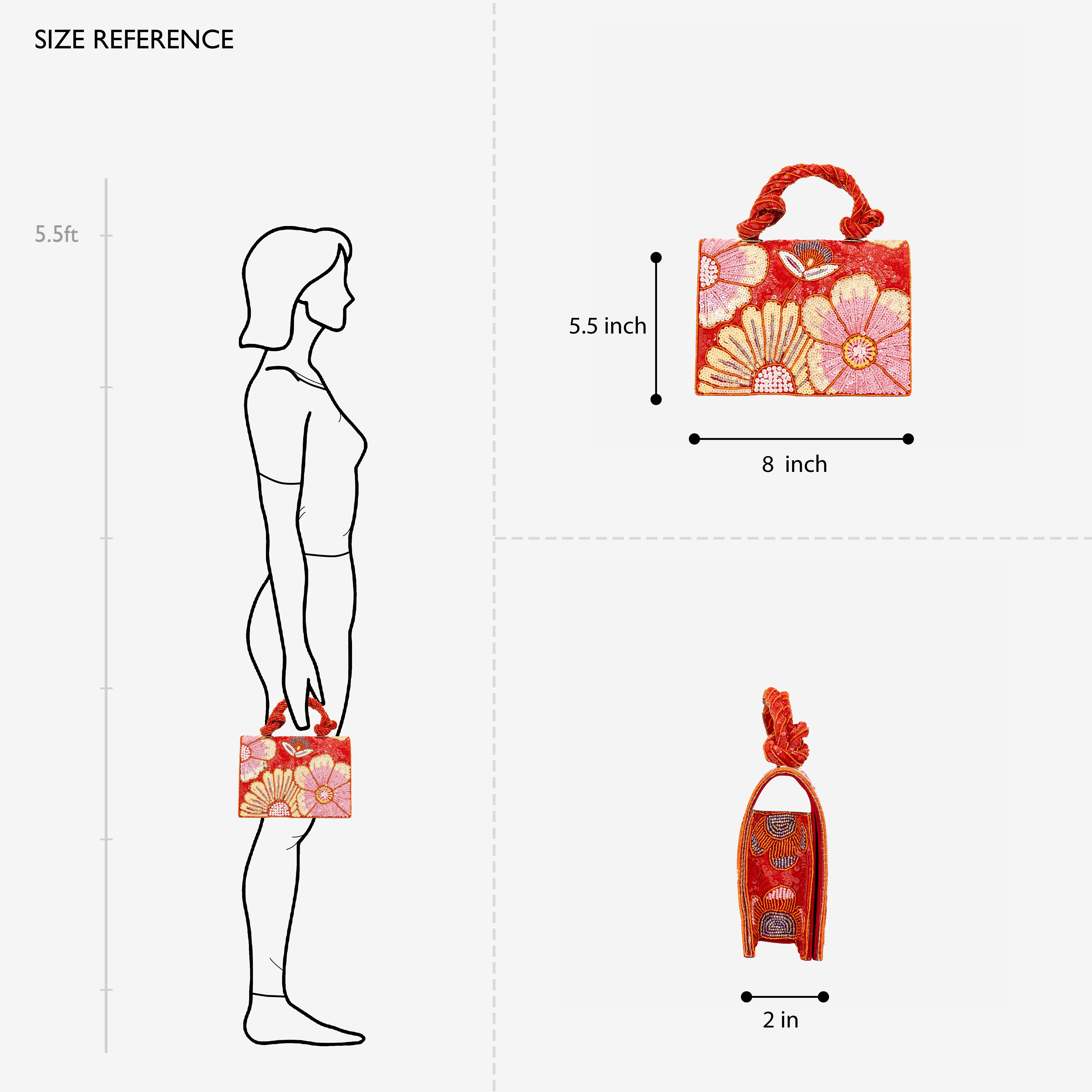 Red Pastel Floral Beaded Clutch