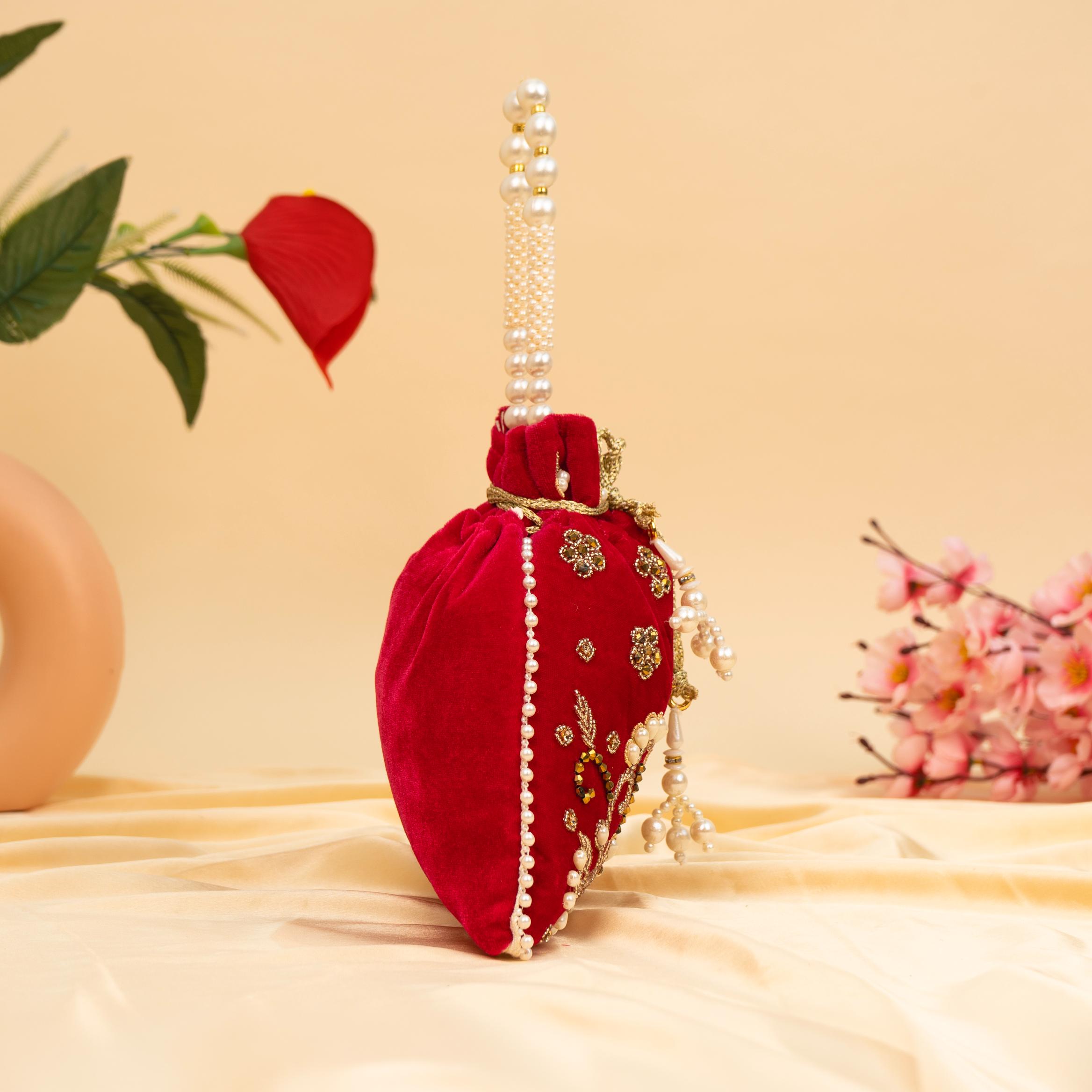 Vibrant Floral Zardosi Potli