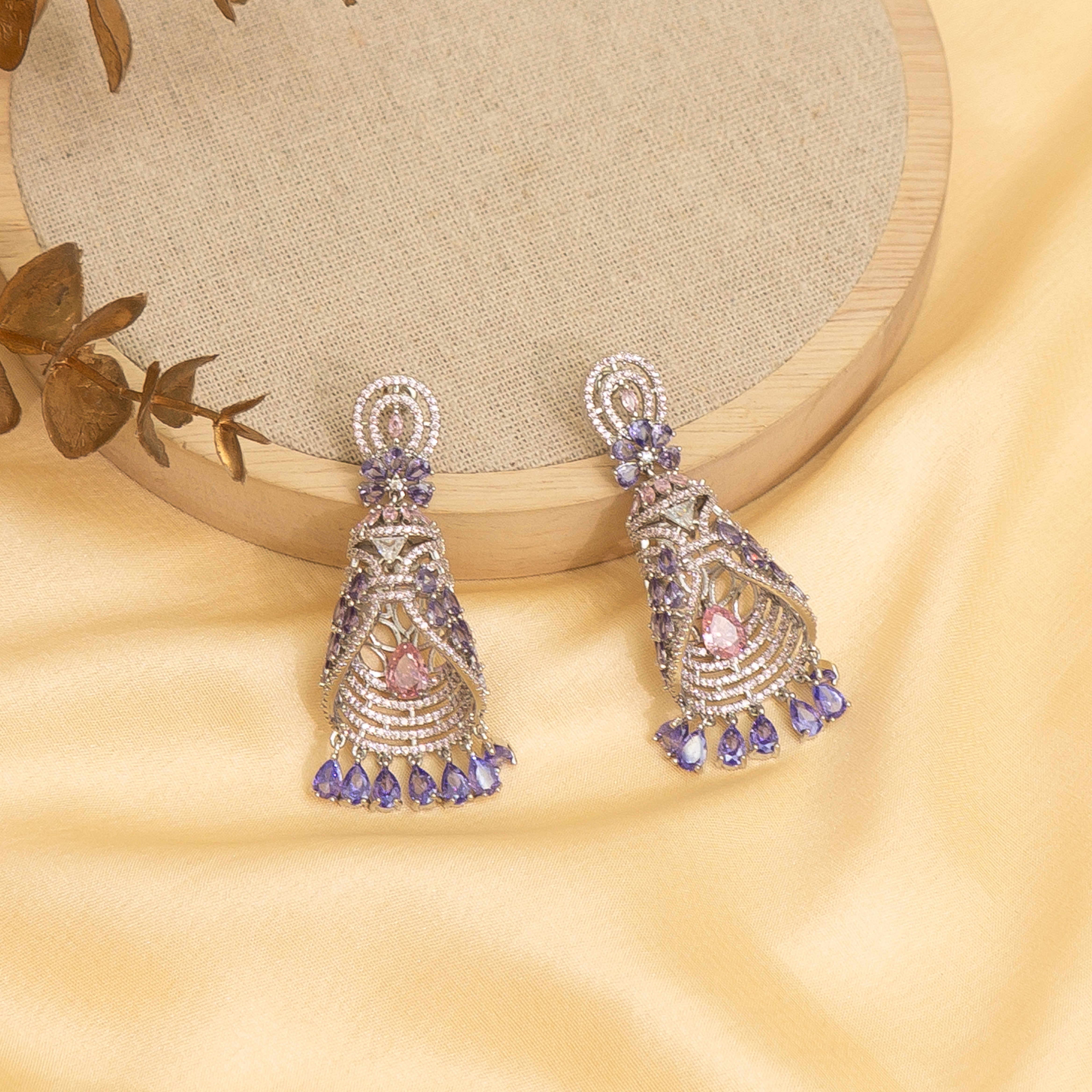 Purple Diamond Dew Earrings