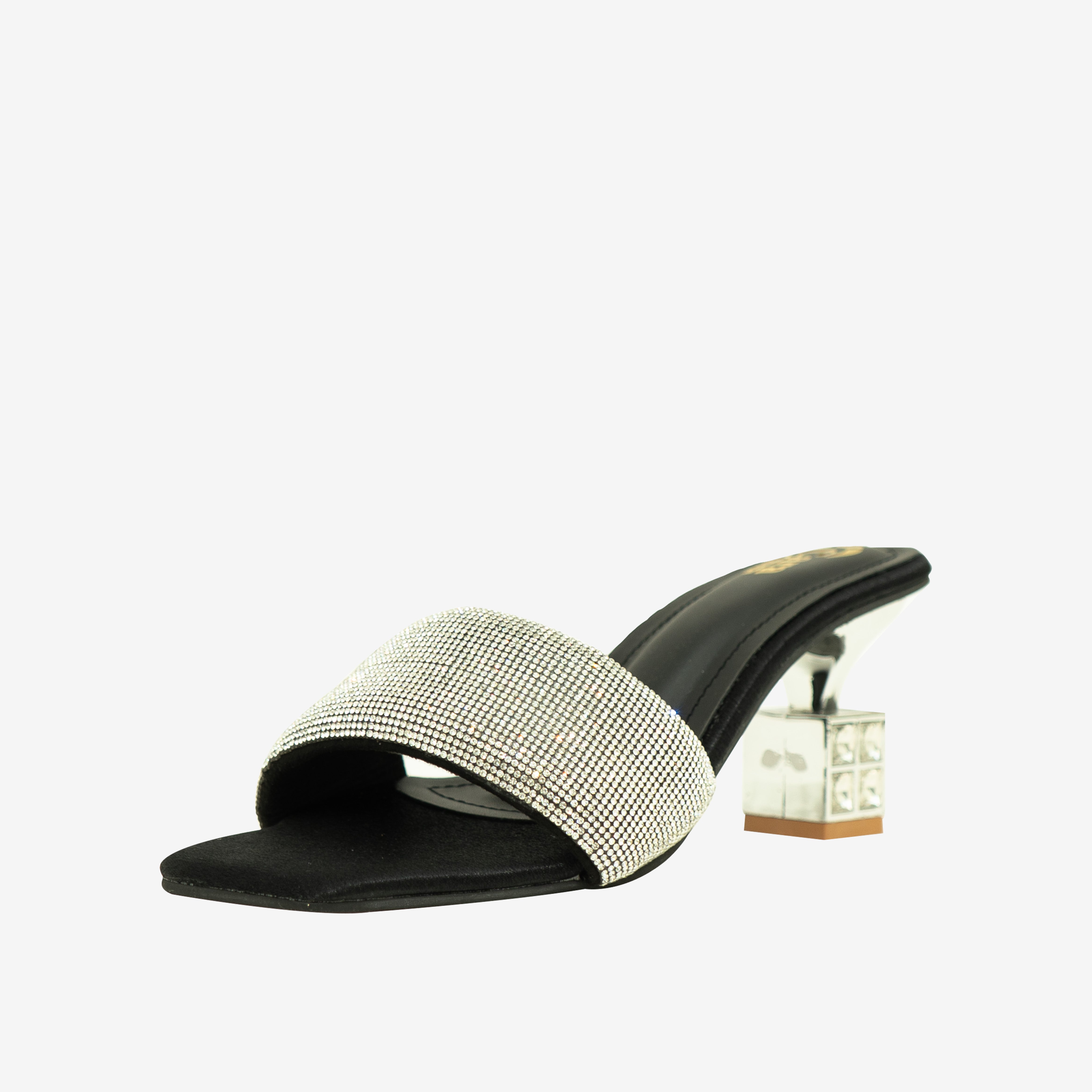 black Crystalized Embellished Heels | Cara