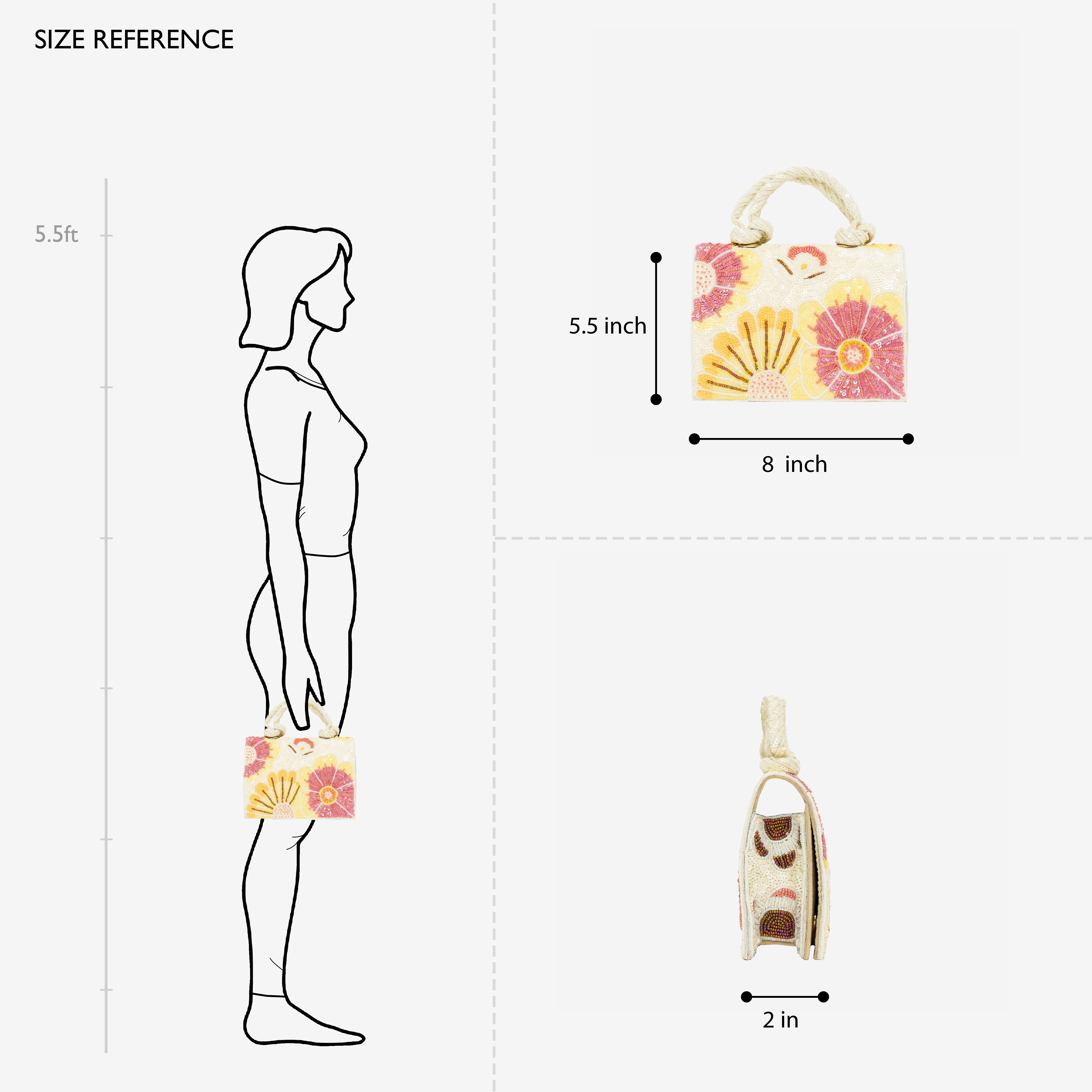 White Pastel Floral Beaded Clutch