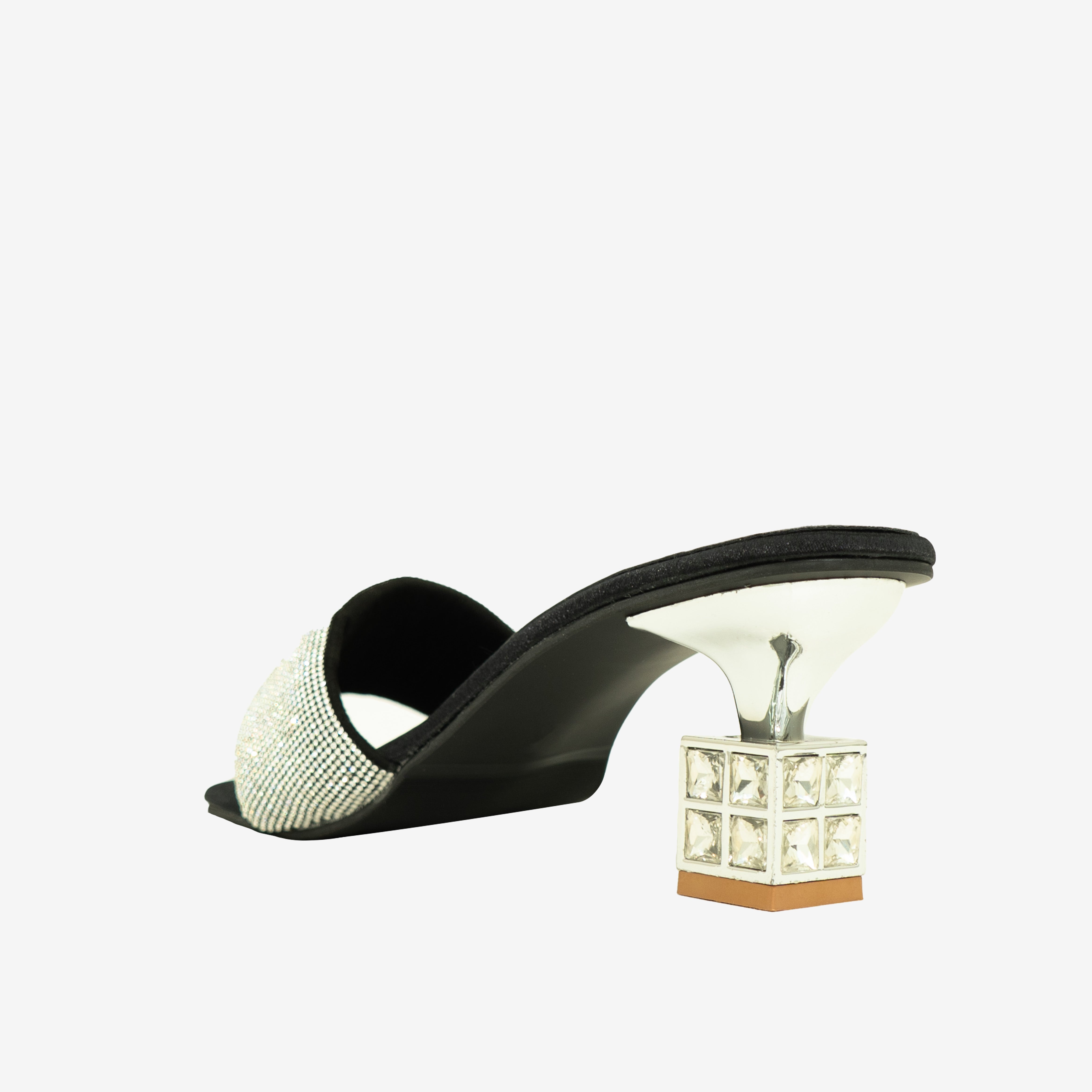 black Crystalized Embellished Heels | Cara