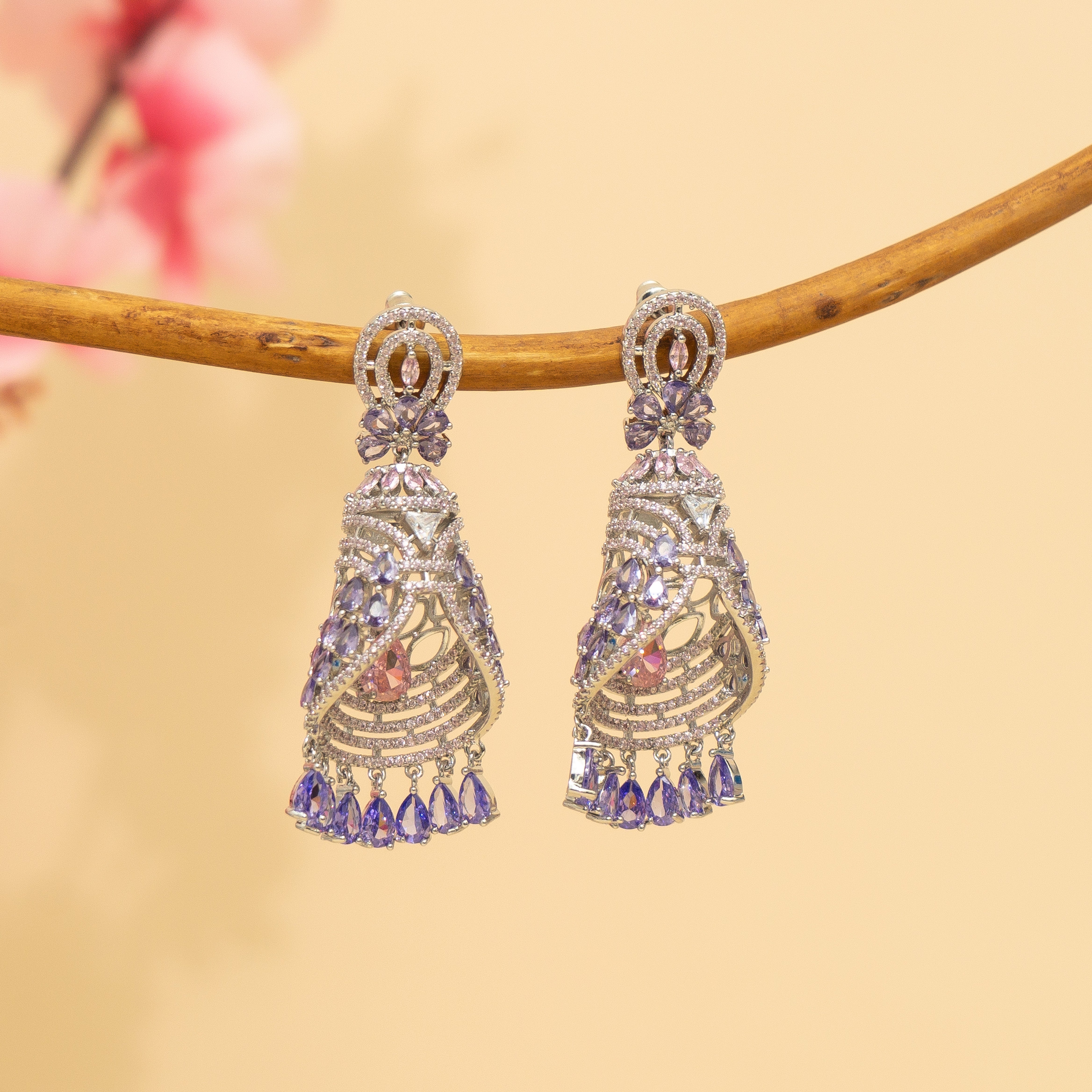 Purple Diamond Dew Earrings