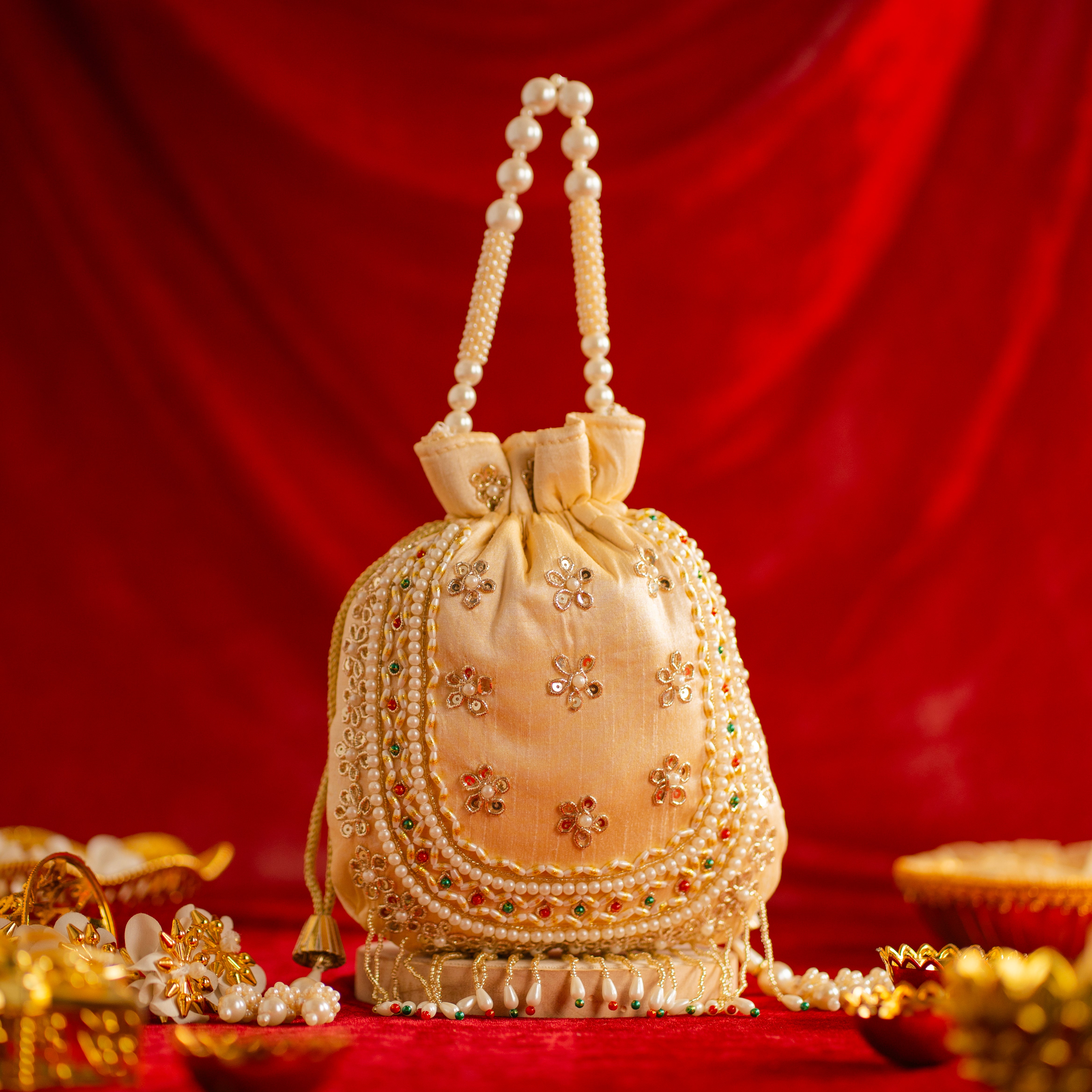 Blush Gold Braid Potli