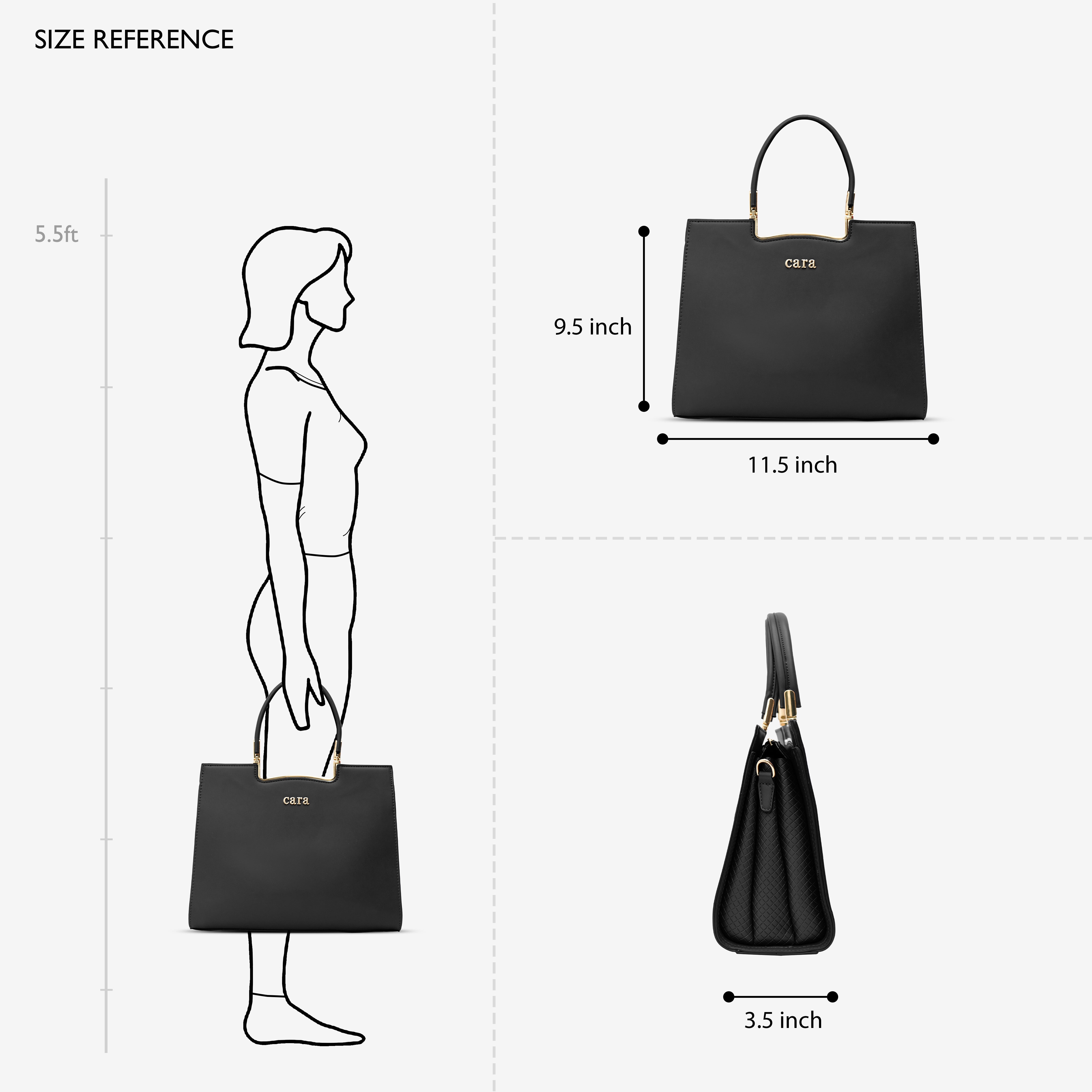 Black Neutral Carryall Handbag | Cara