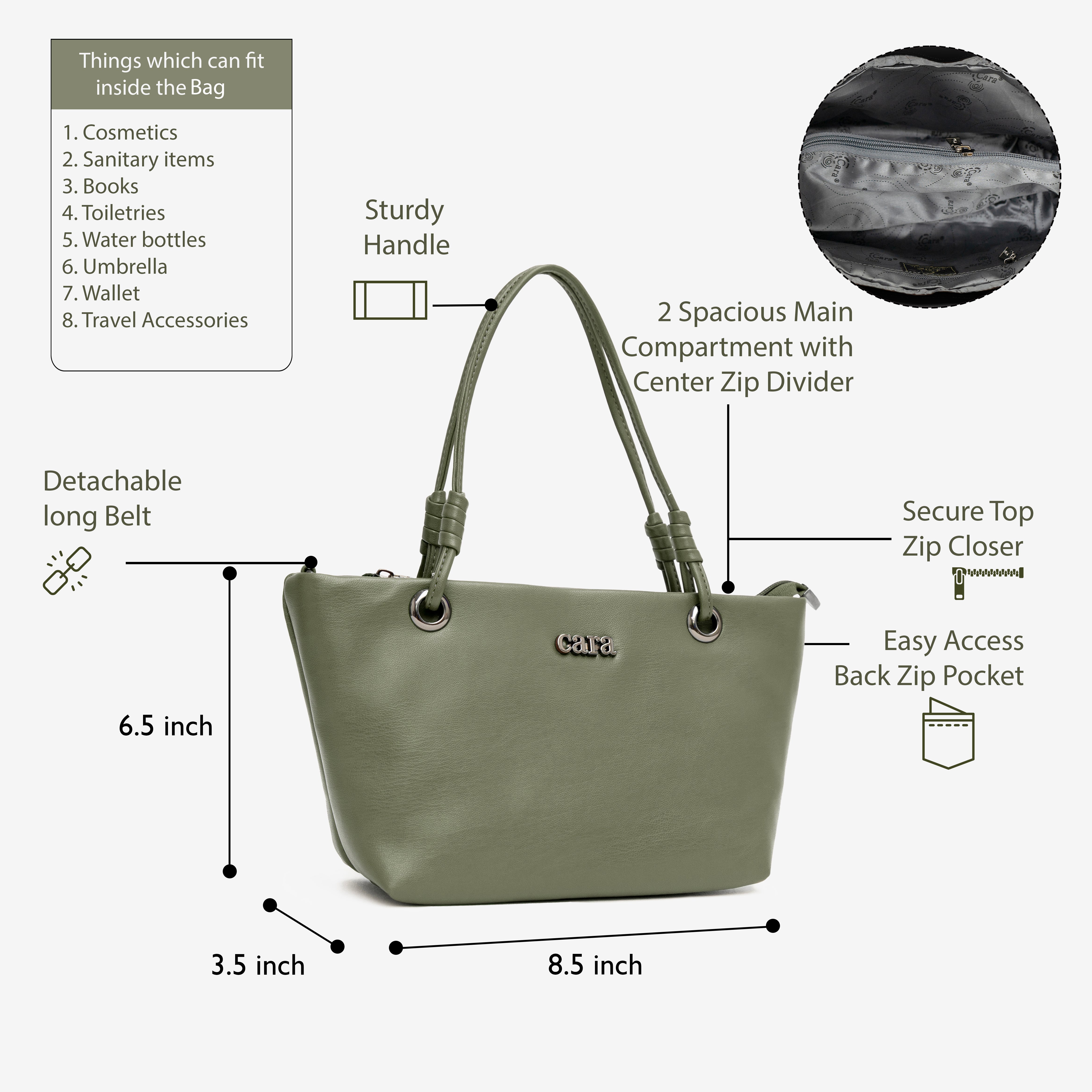Olive Green Delightful Slingbag | Cara