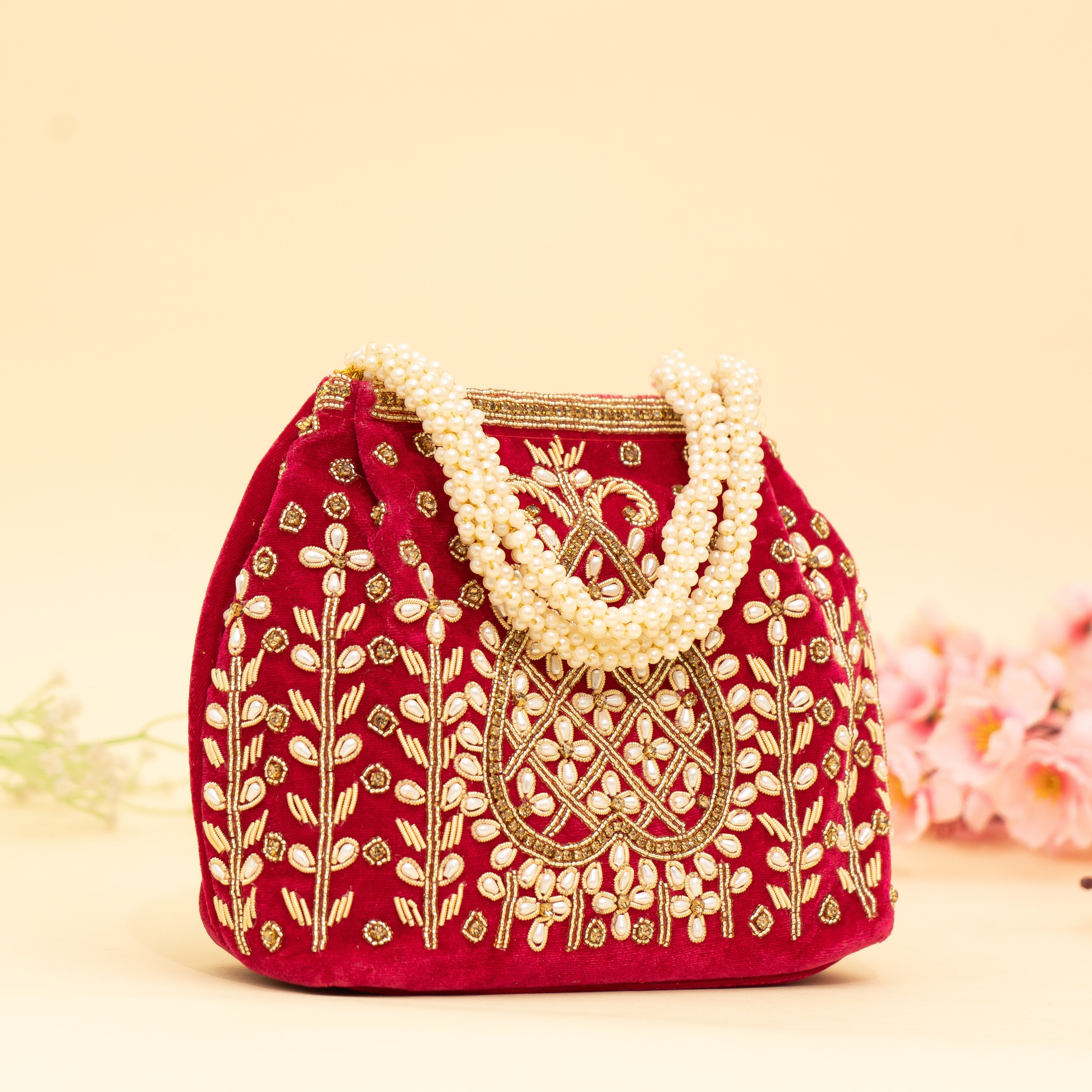 Lustrous Pearl Embellish Potli