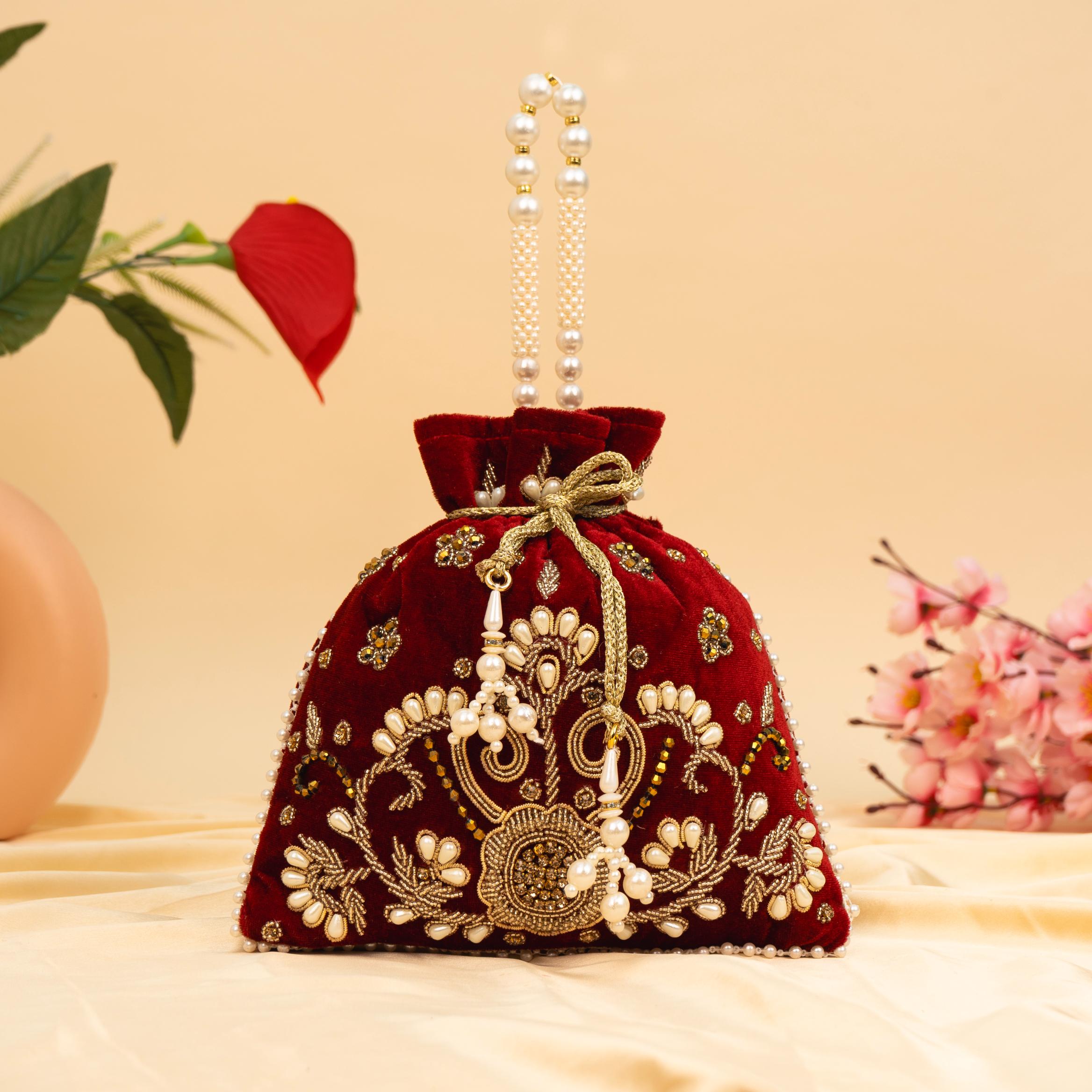 Vibrant Floral Zardosi Potli