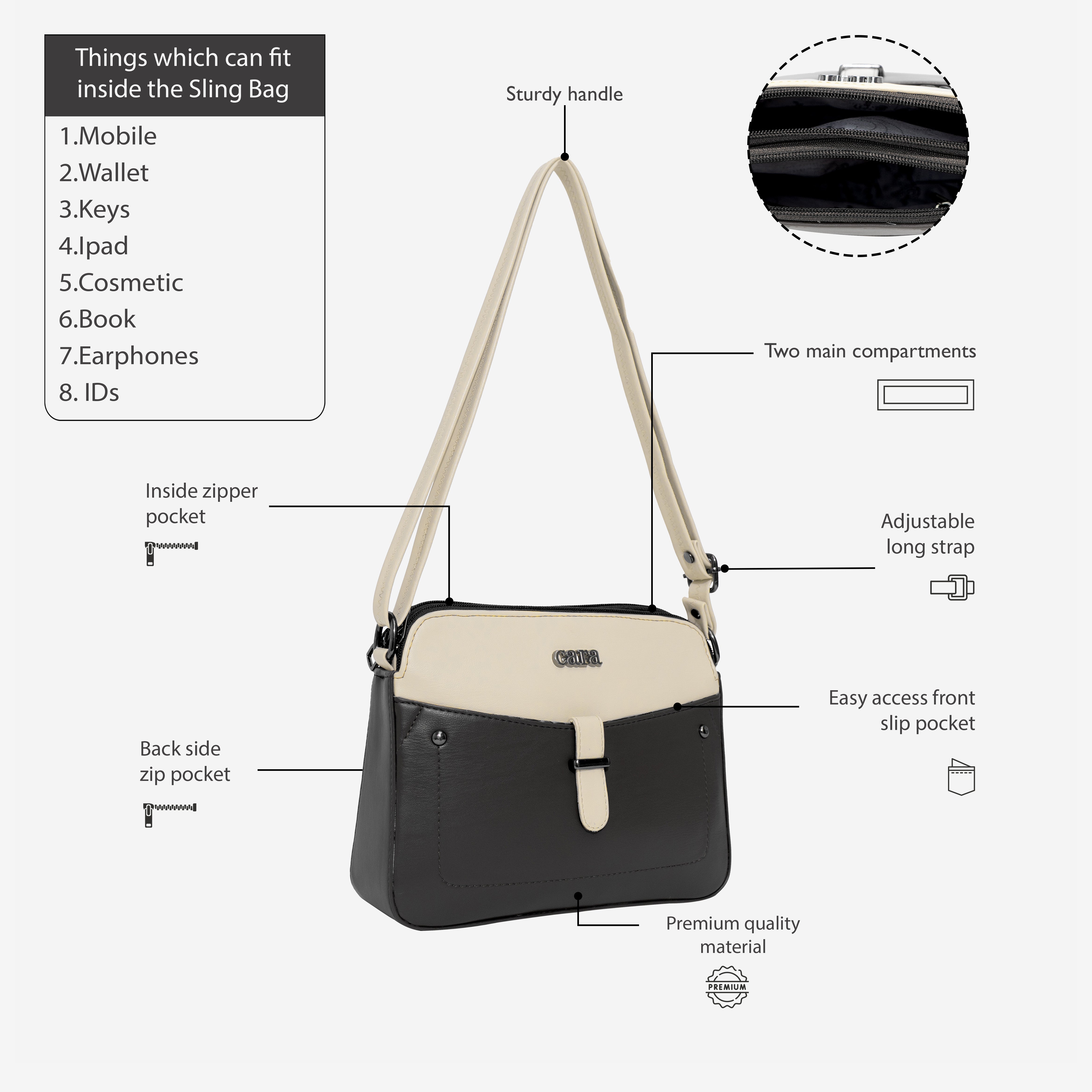 Black Chic Crossbody Charm | Cara