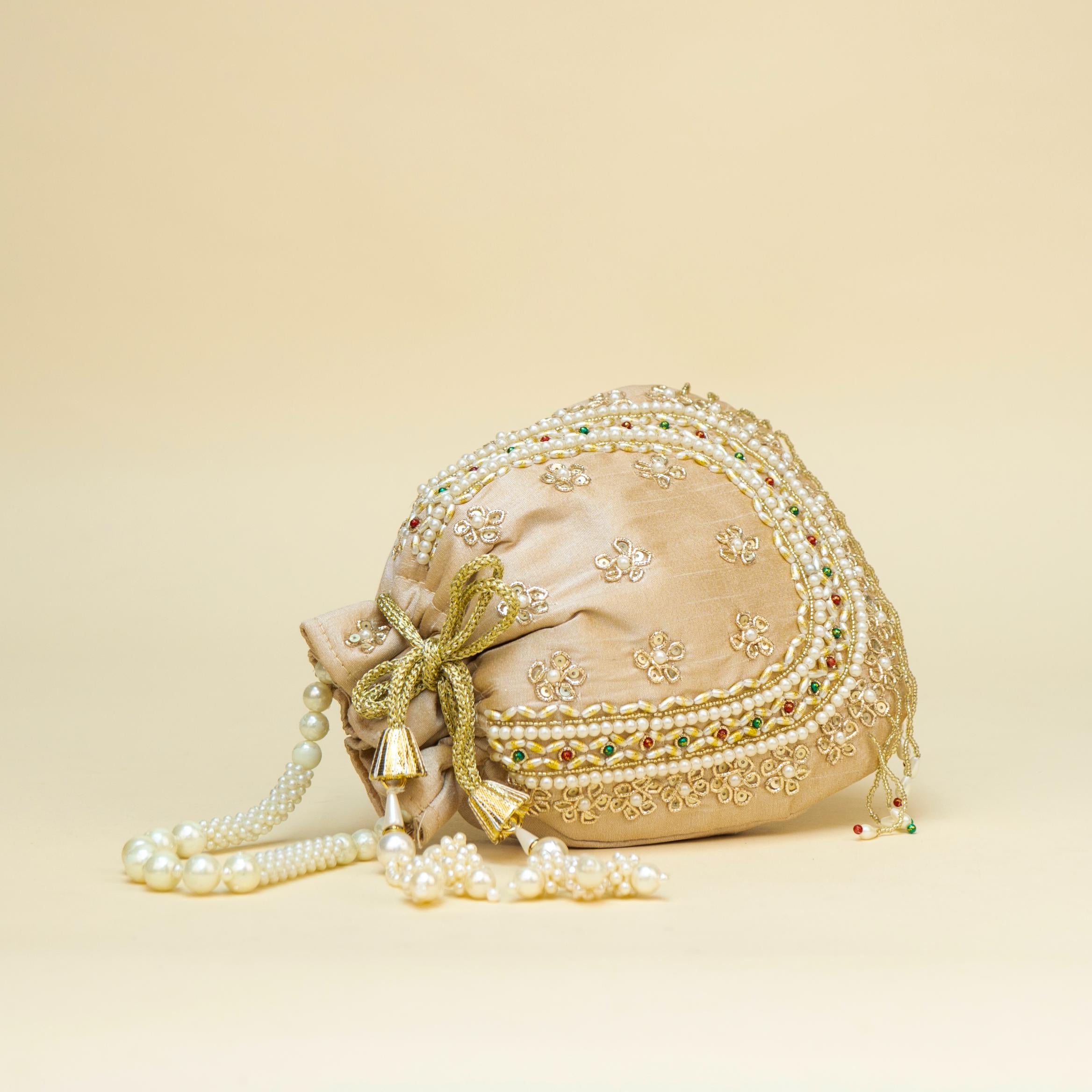 Blush Gold Braid Potli