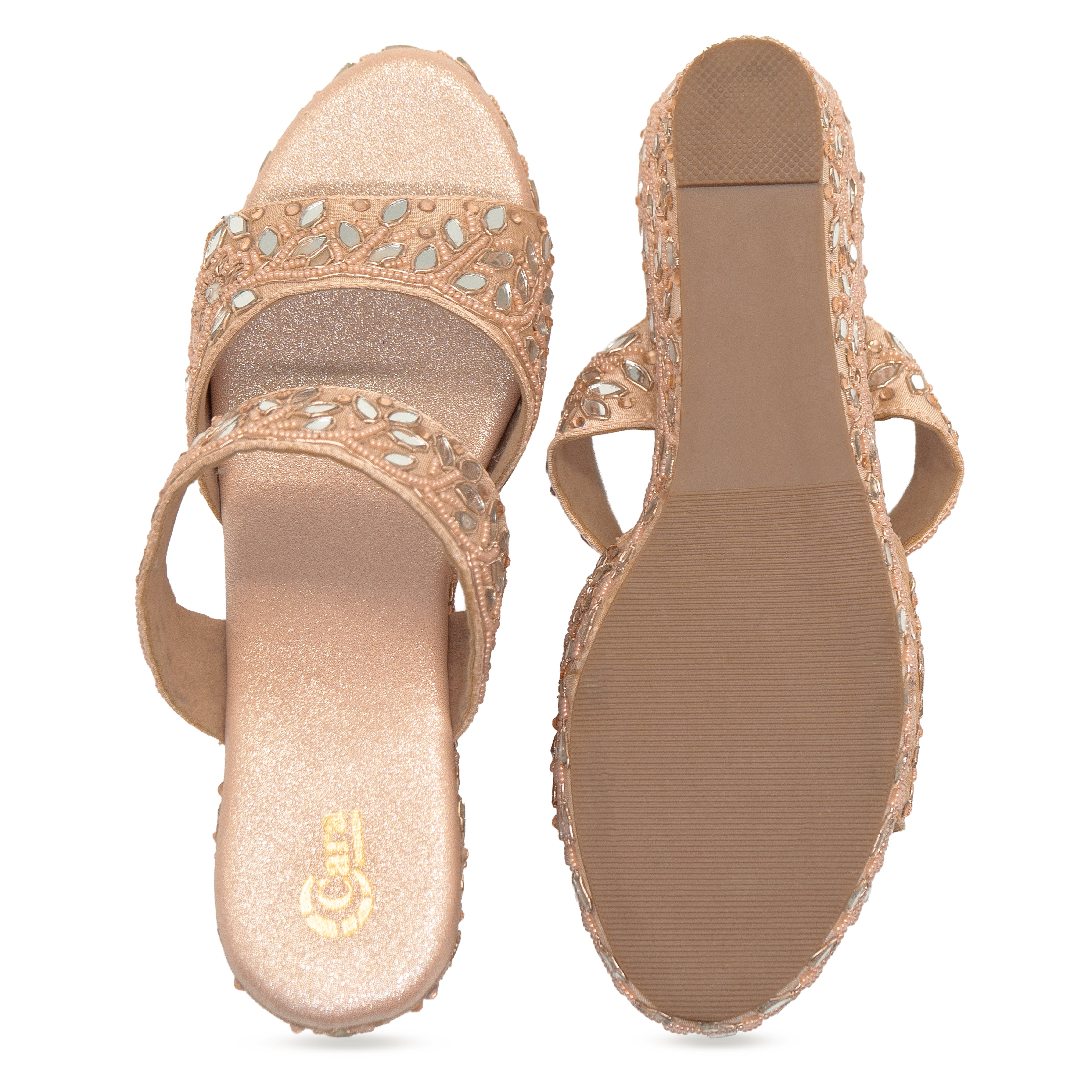 Mirror Beaded Wedges